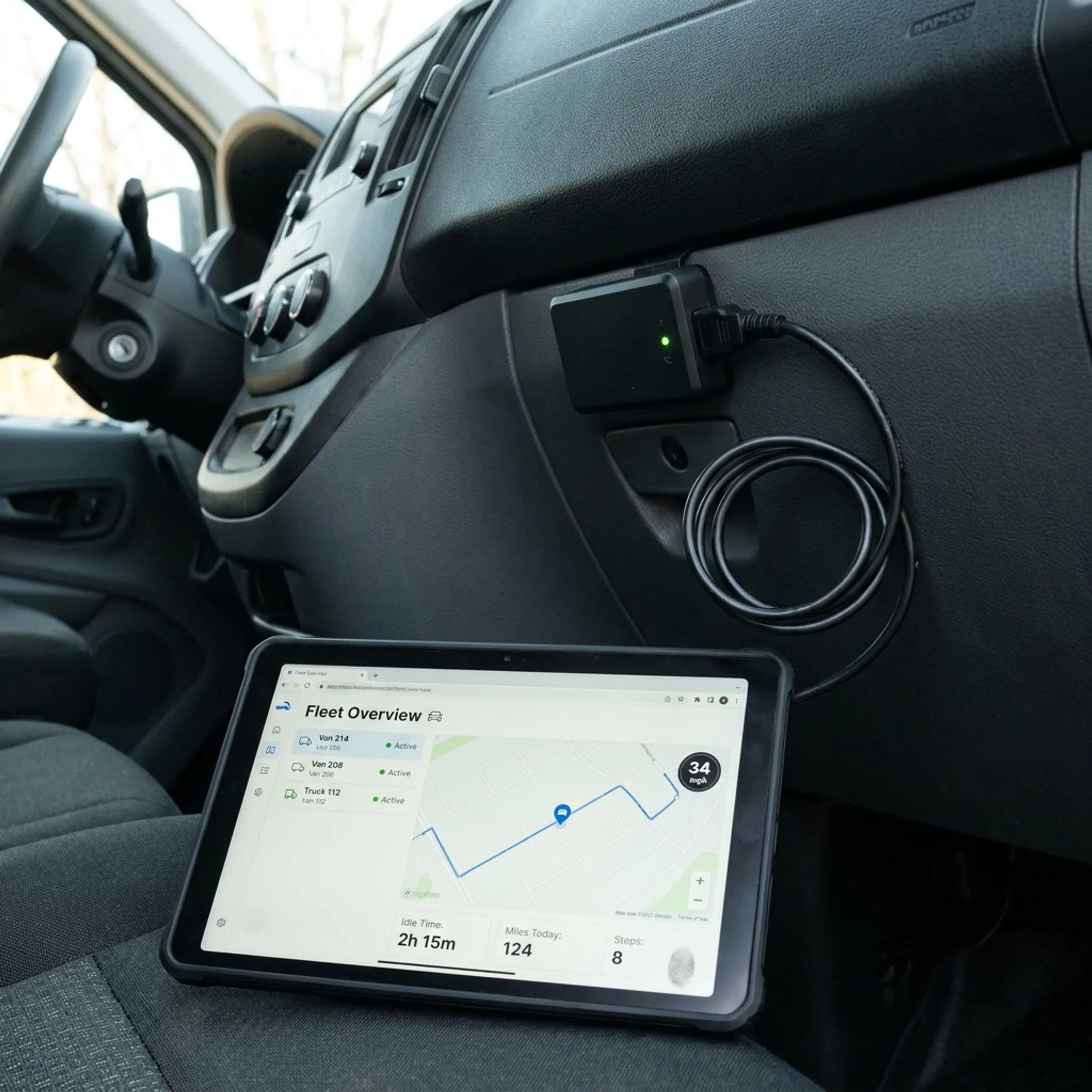 GPS tracker installed in a work vehicle