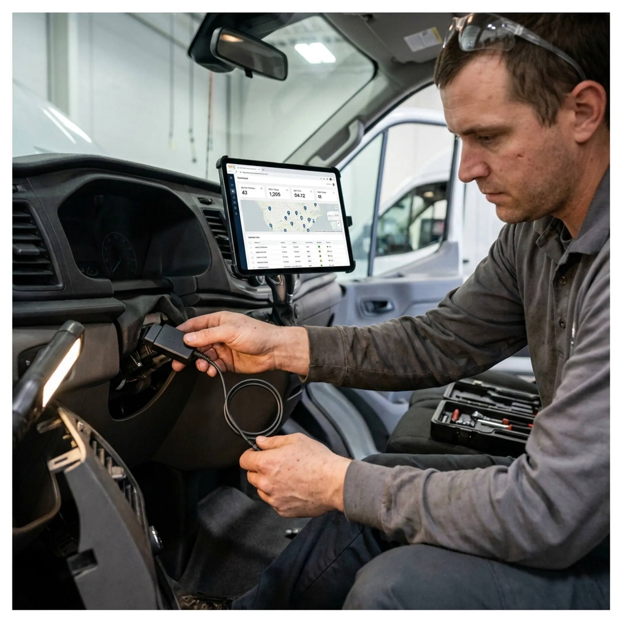 GPS tracker installed in a vehicle OBD-II port