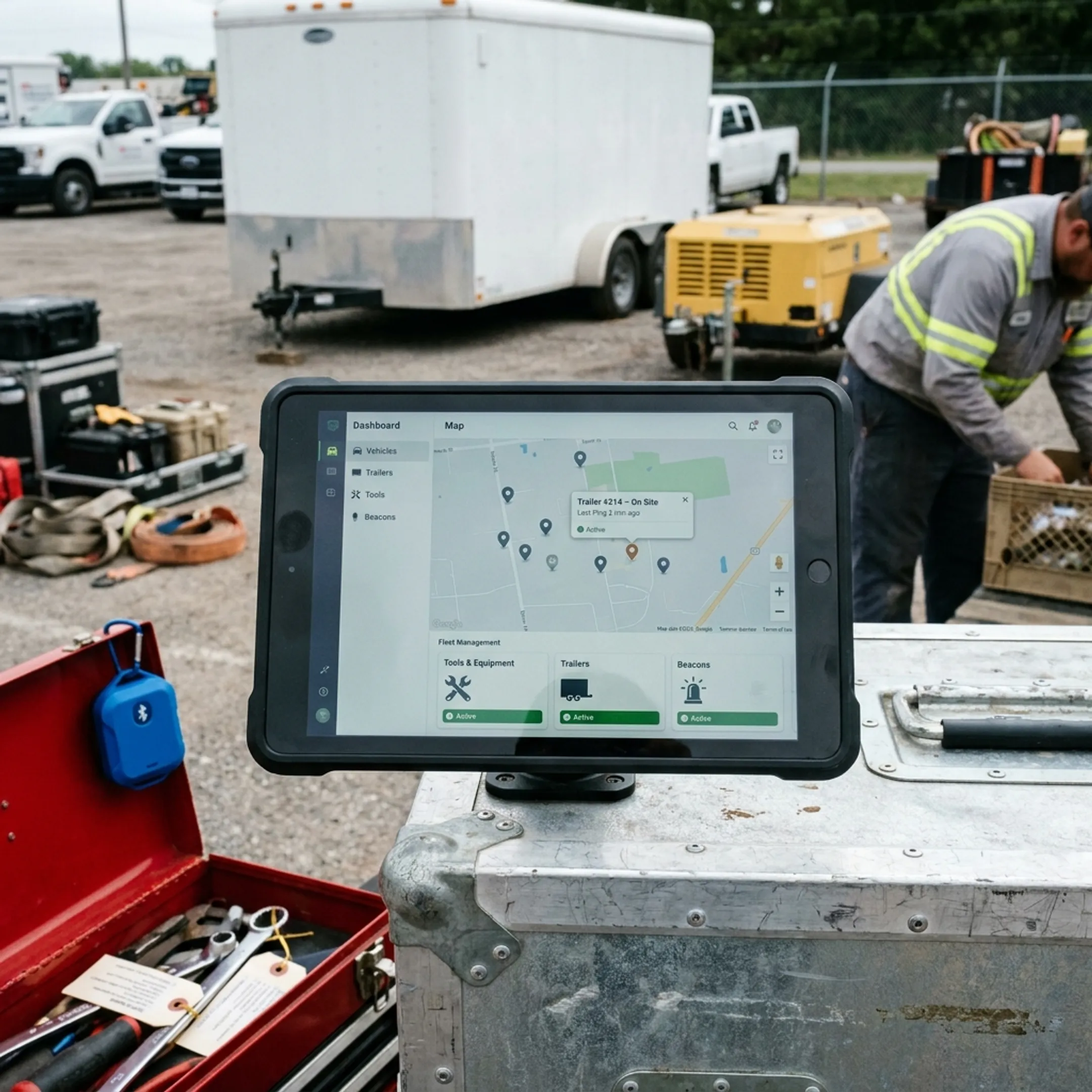 Connected asset tracking dashboard and field equipment