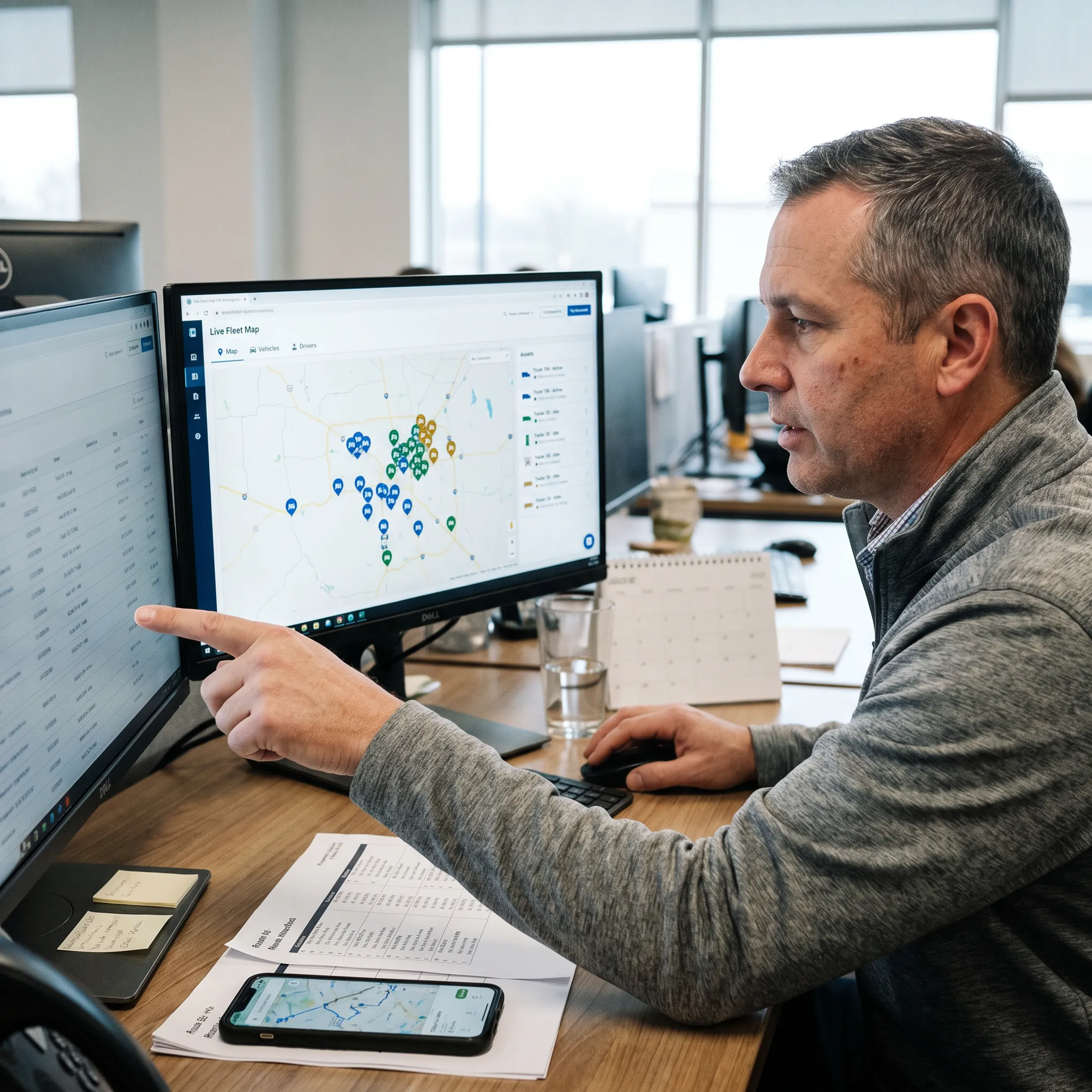 Operations manager viewing enterprise asset locations
