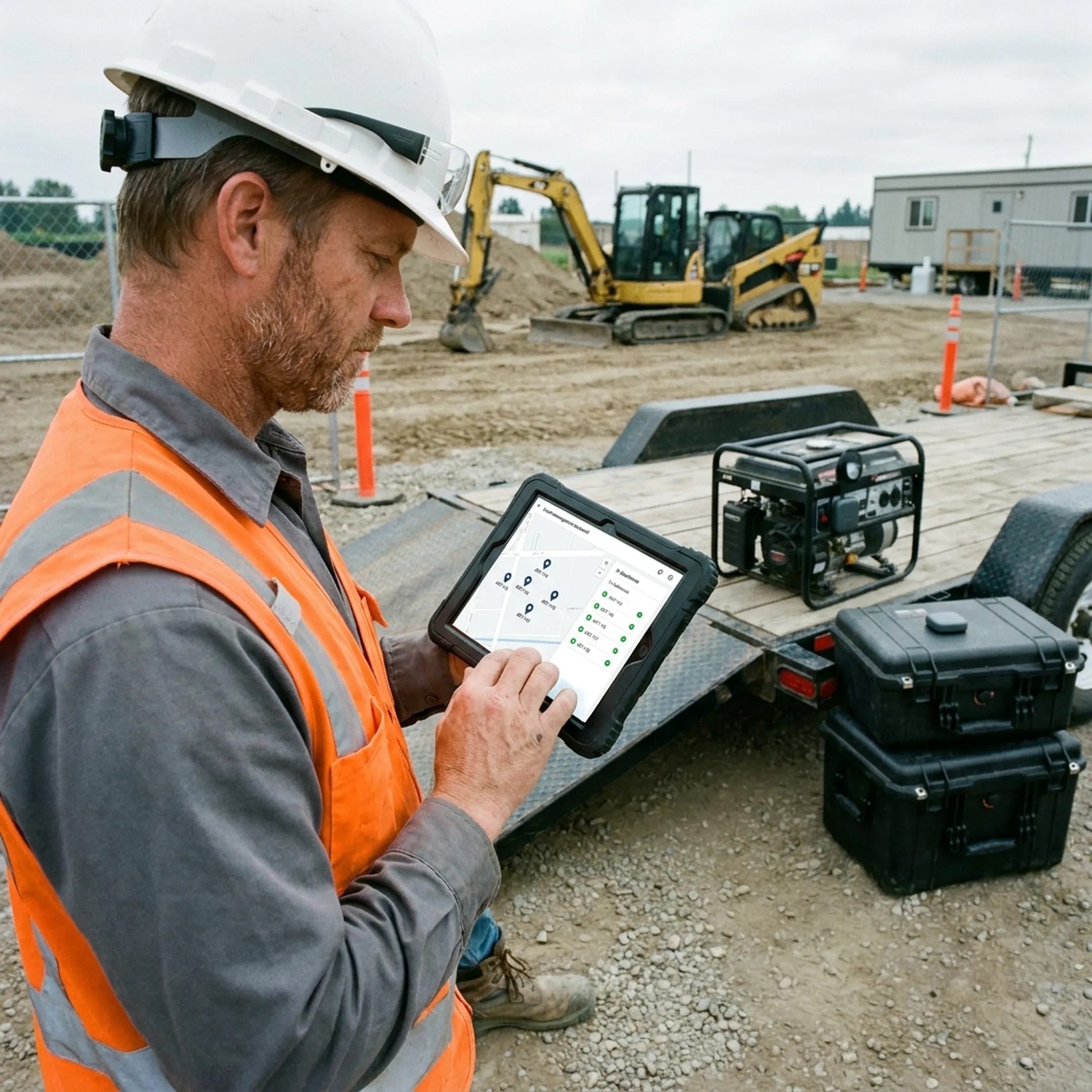 Tracked construction equipment at an active job site