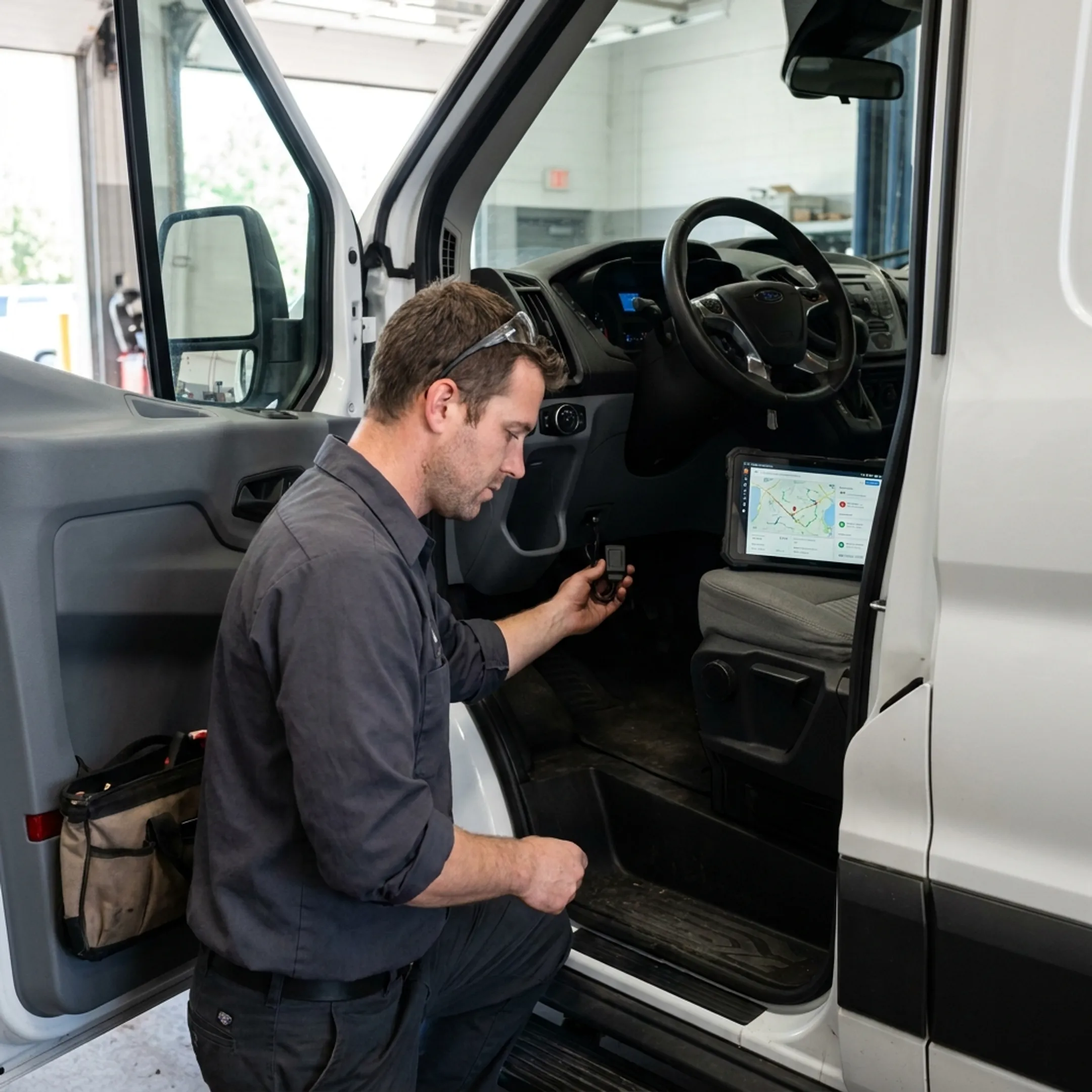 GPS tracker installed in a fleet vehicle