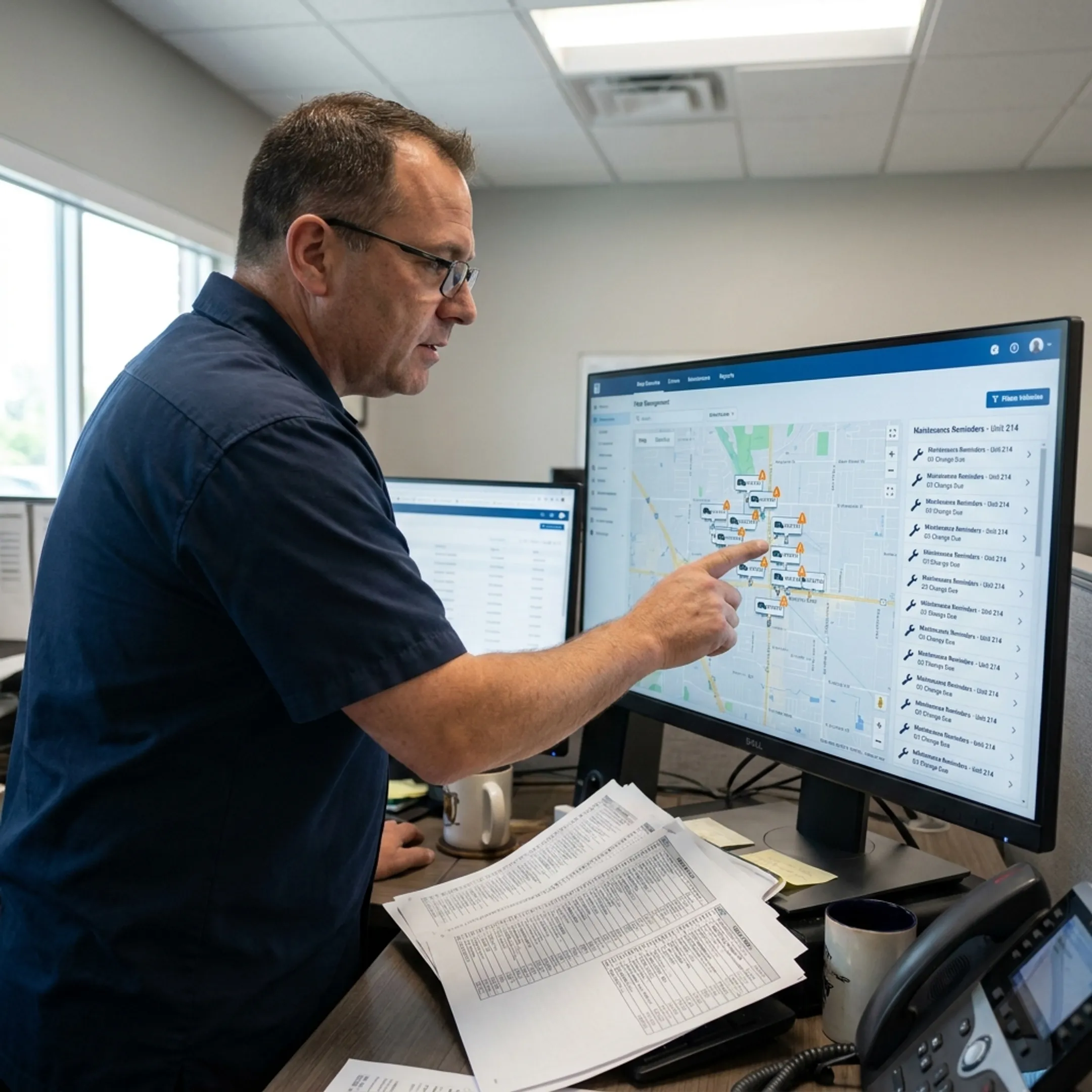 Fleet dashboard displaying vehicle and asset data