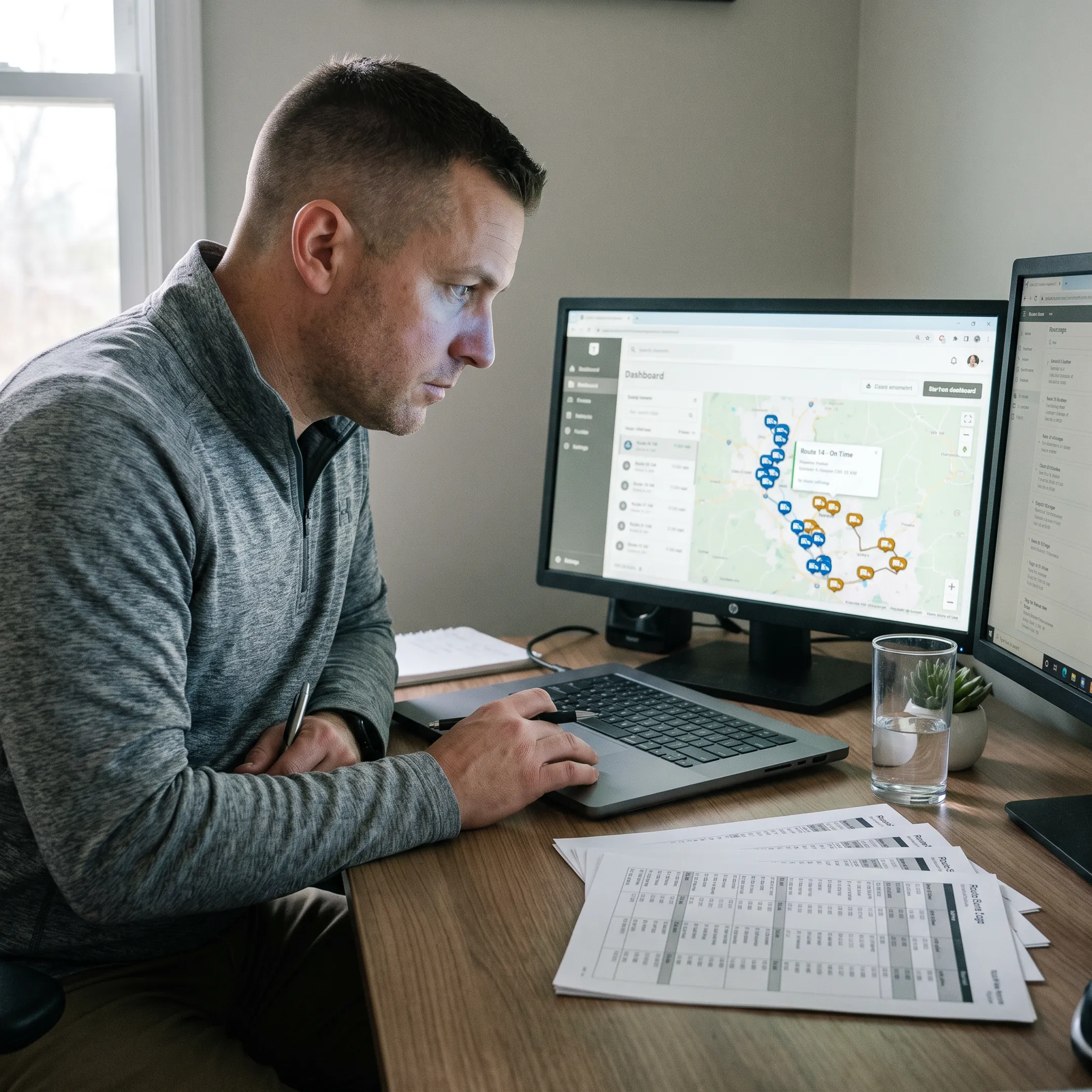 Fleet manager viewing live GPS vehicle locations