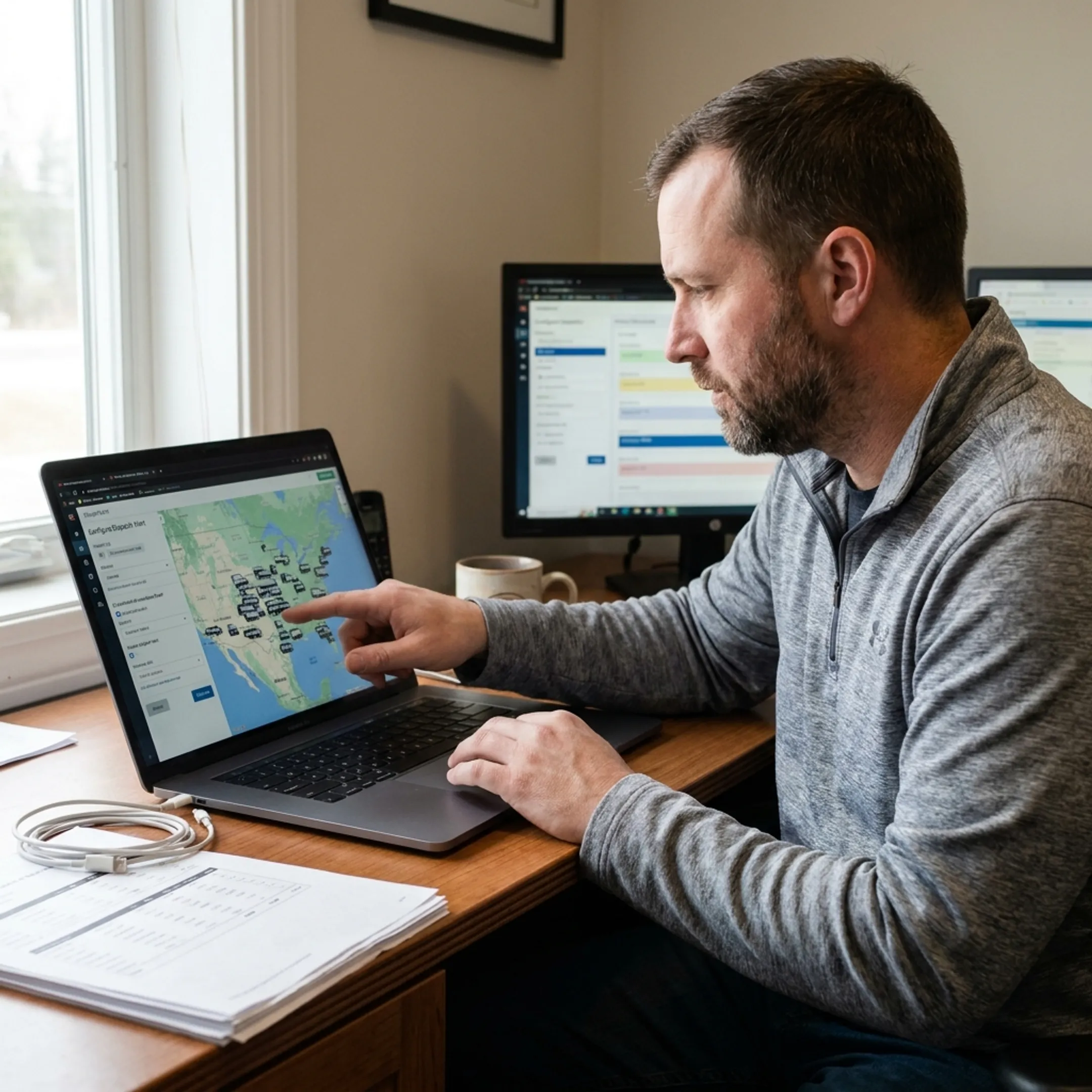 Fleet manager configuring dispatch software