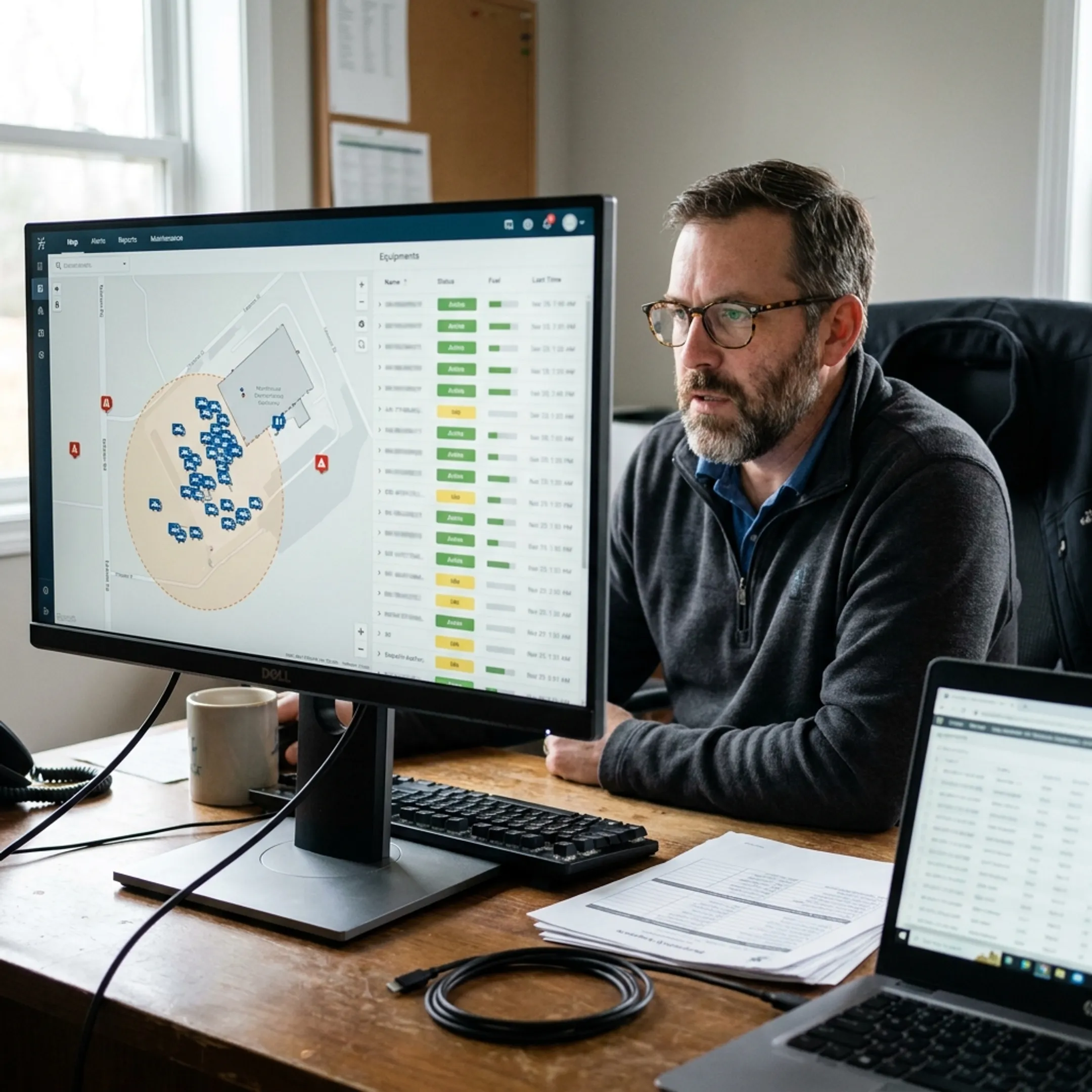 Forklift asset tracking on a live map