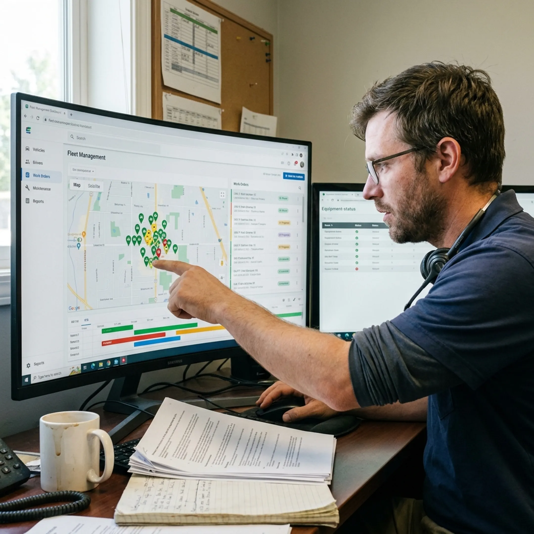 Dispatcher monitoring electrical service crews