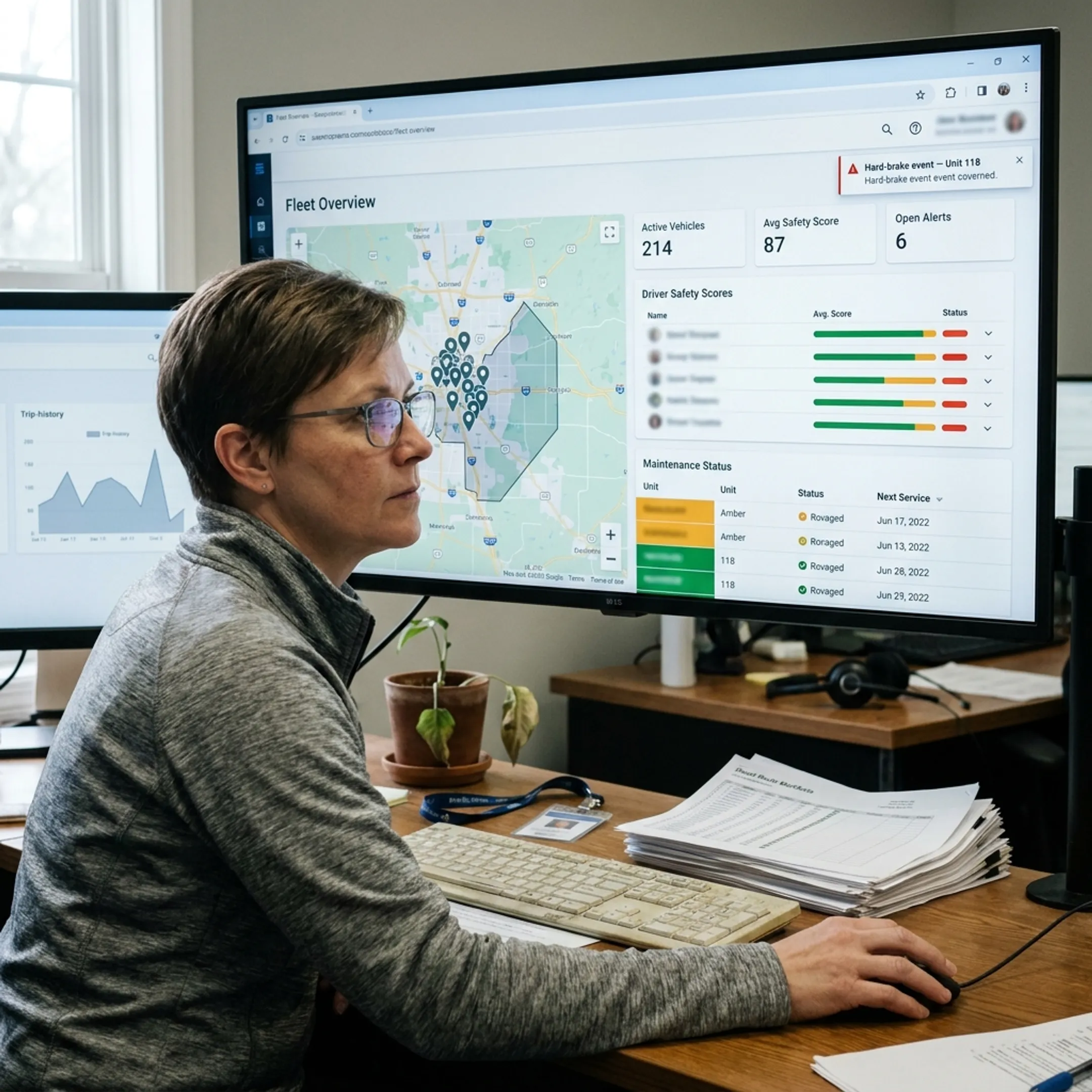 Connected fleet management platform dashboard
