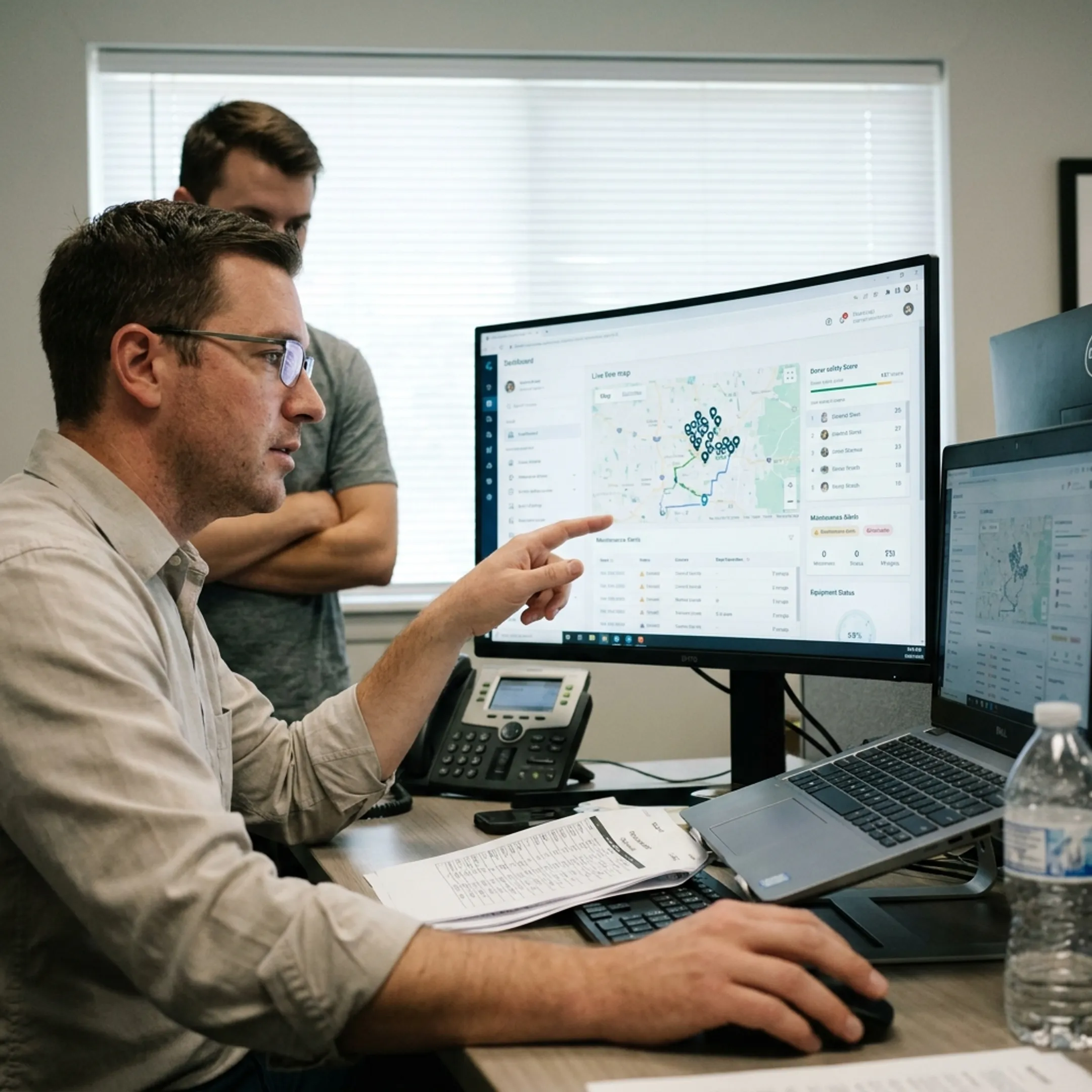 Fleet telematics dashboard with vehicle and safety data