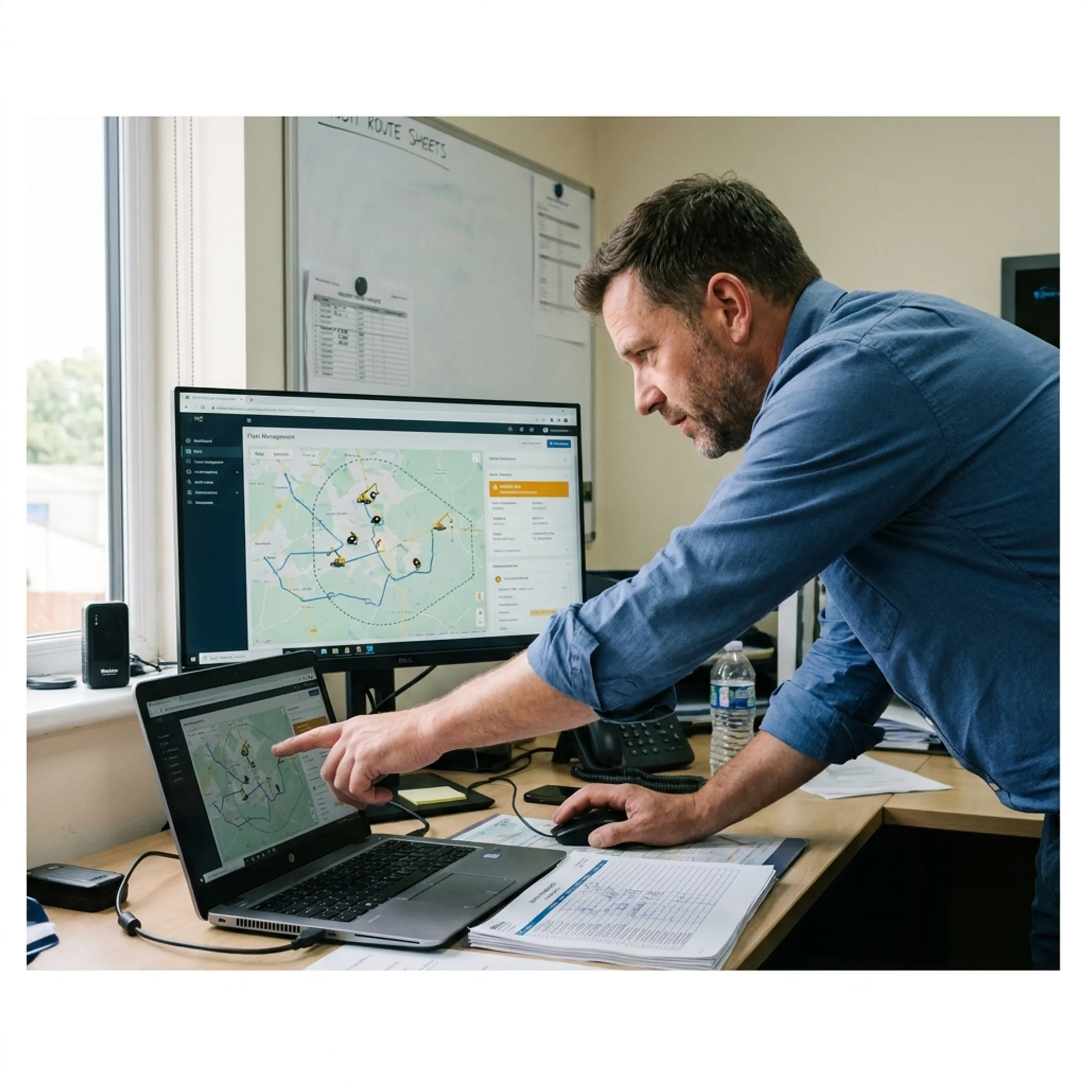 Fleet dashboard tracking cranes and rental assets