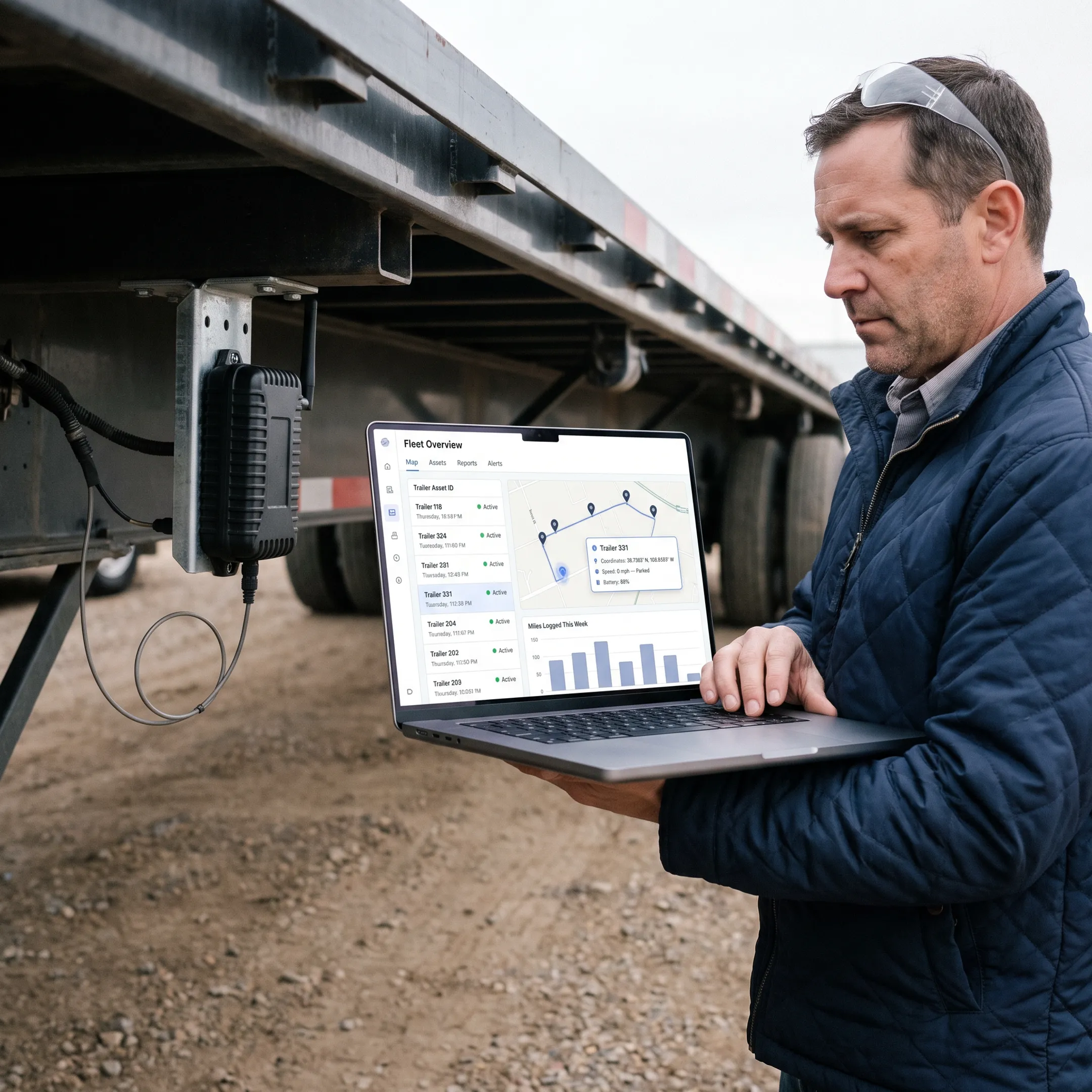 GPS tracker installed on a utility trailer