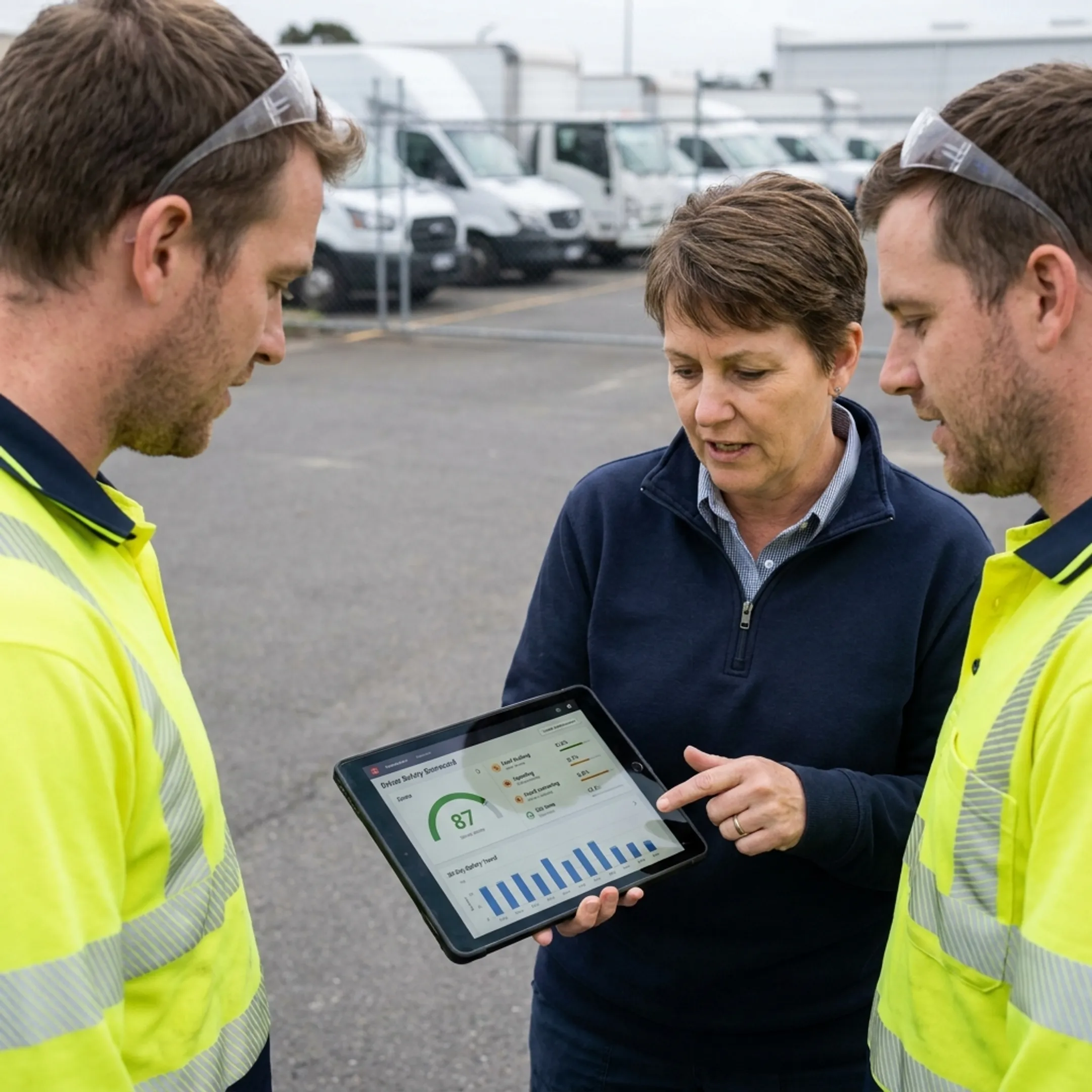 Driver receiving fleet safety coaching