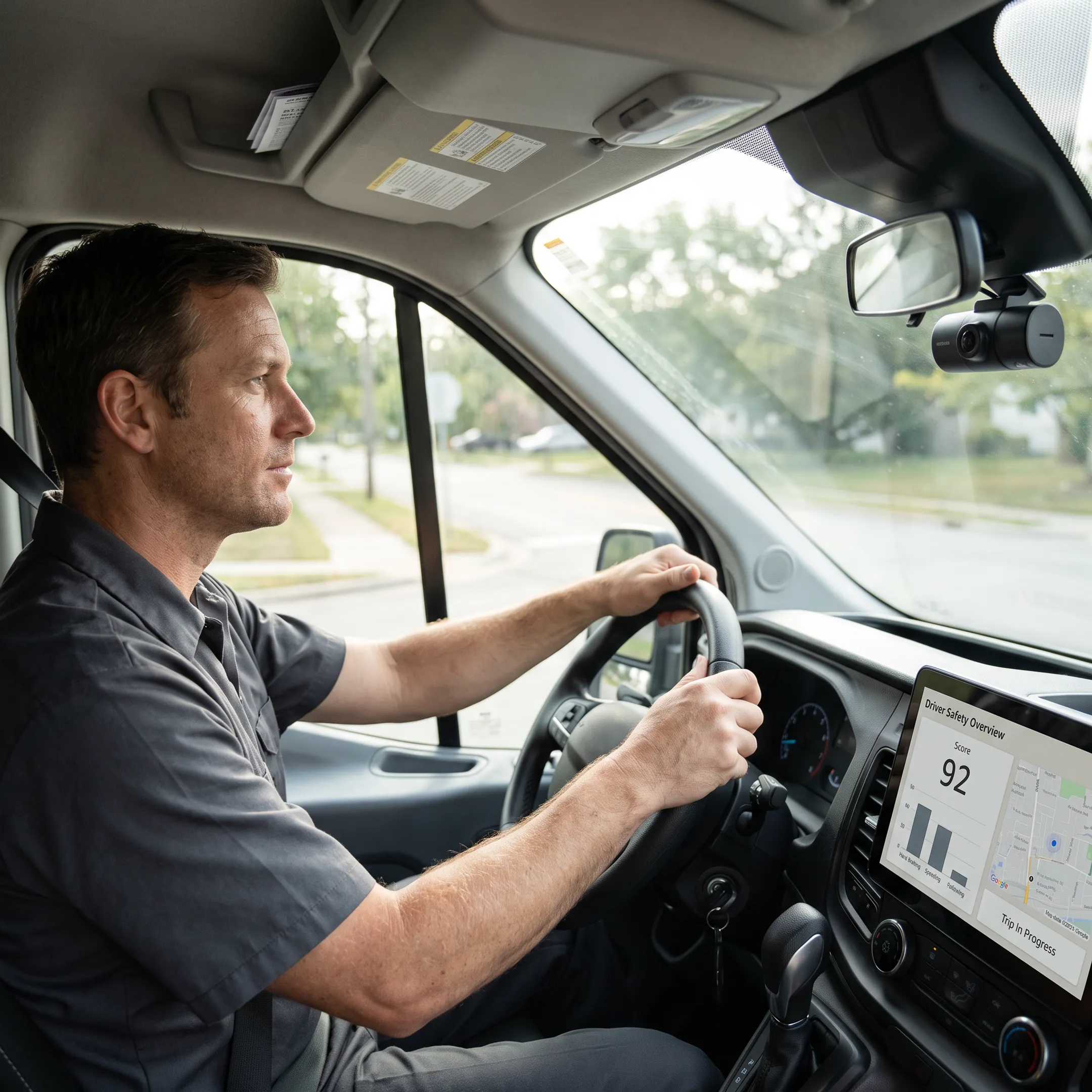 Fleet driver using an AI dash cam