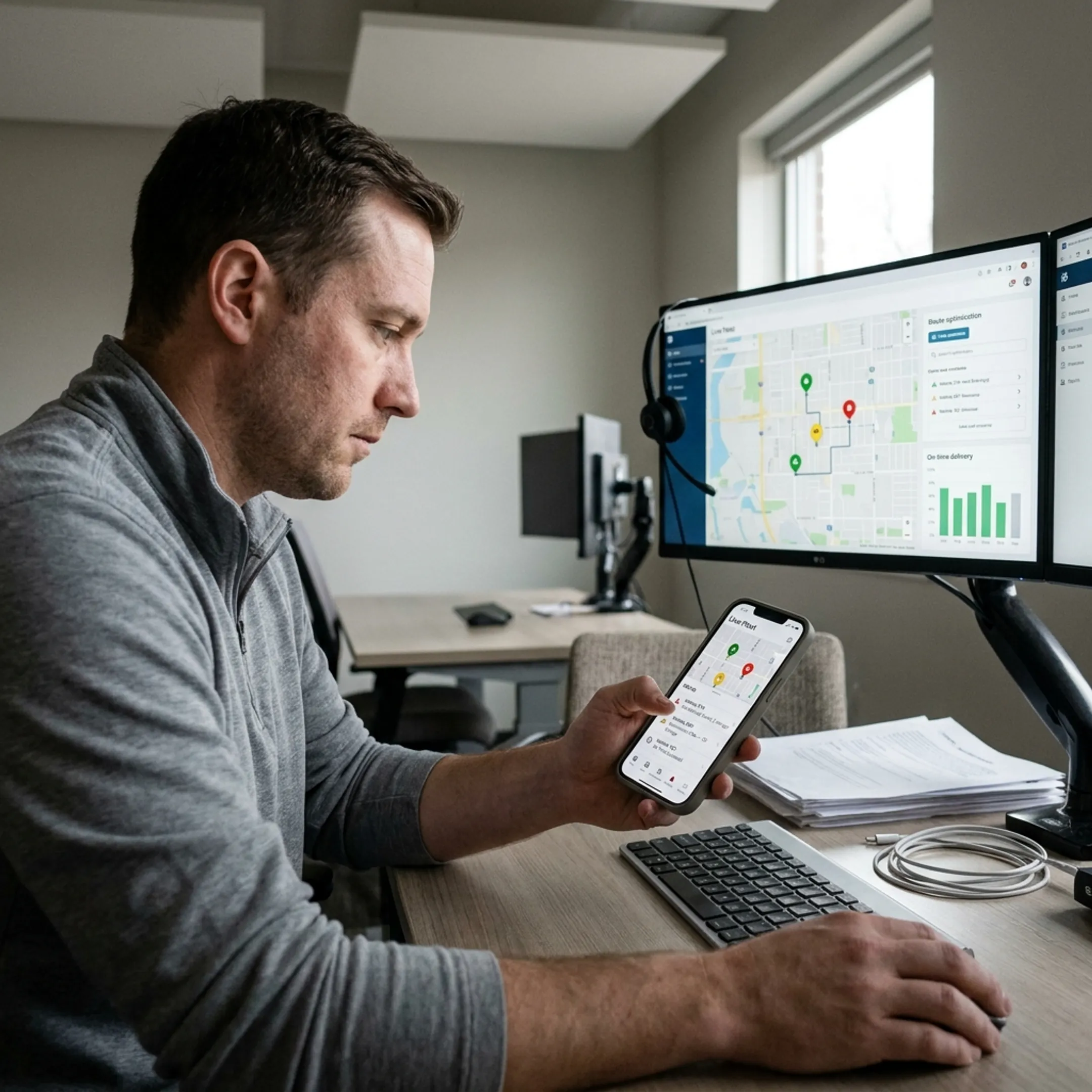 Dispatcher using a mobile fleet management dashboard