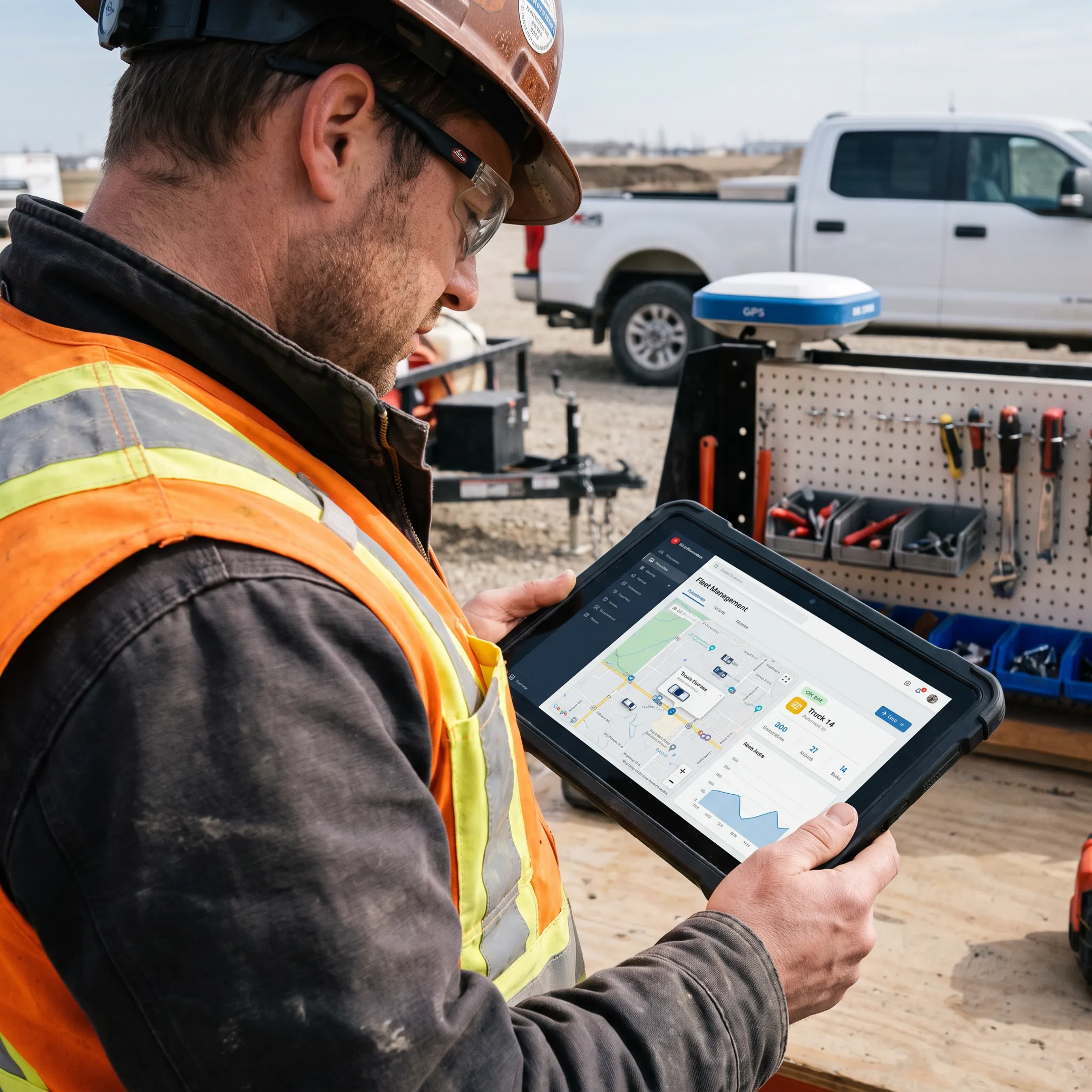 Crew member tracking equipment on a tablet