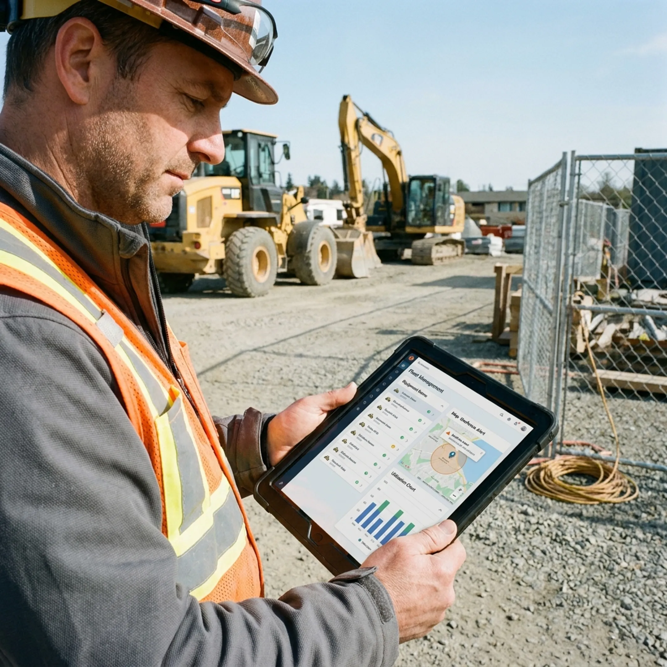 Supervisor monitoring construction assets from a tablet