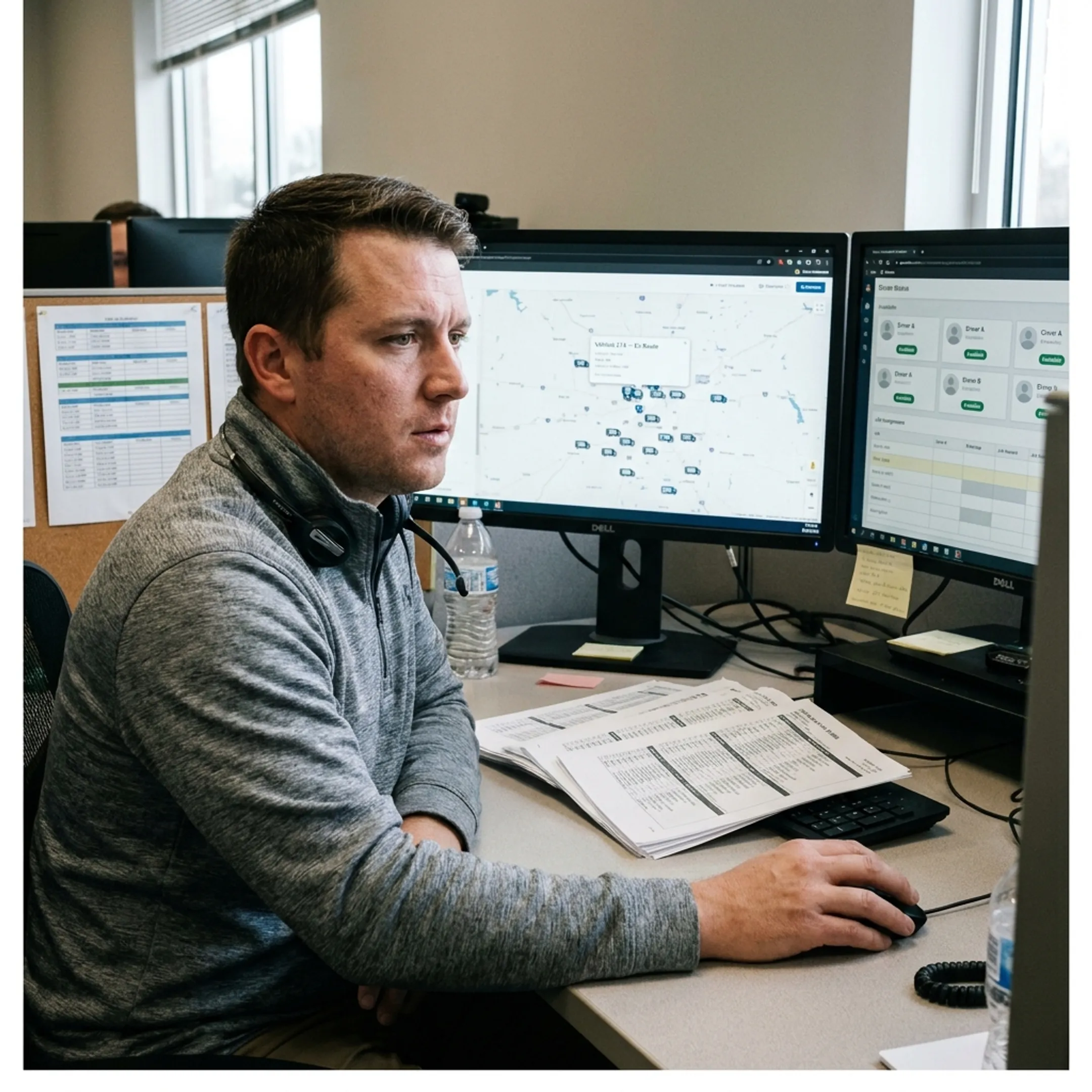 Dispatcher assigning field vehicles on software