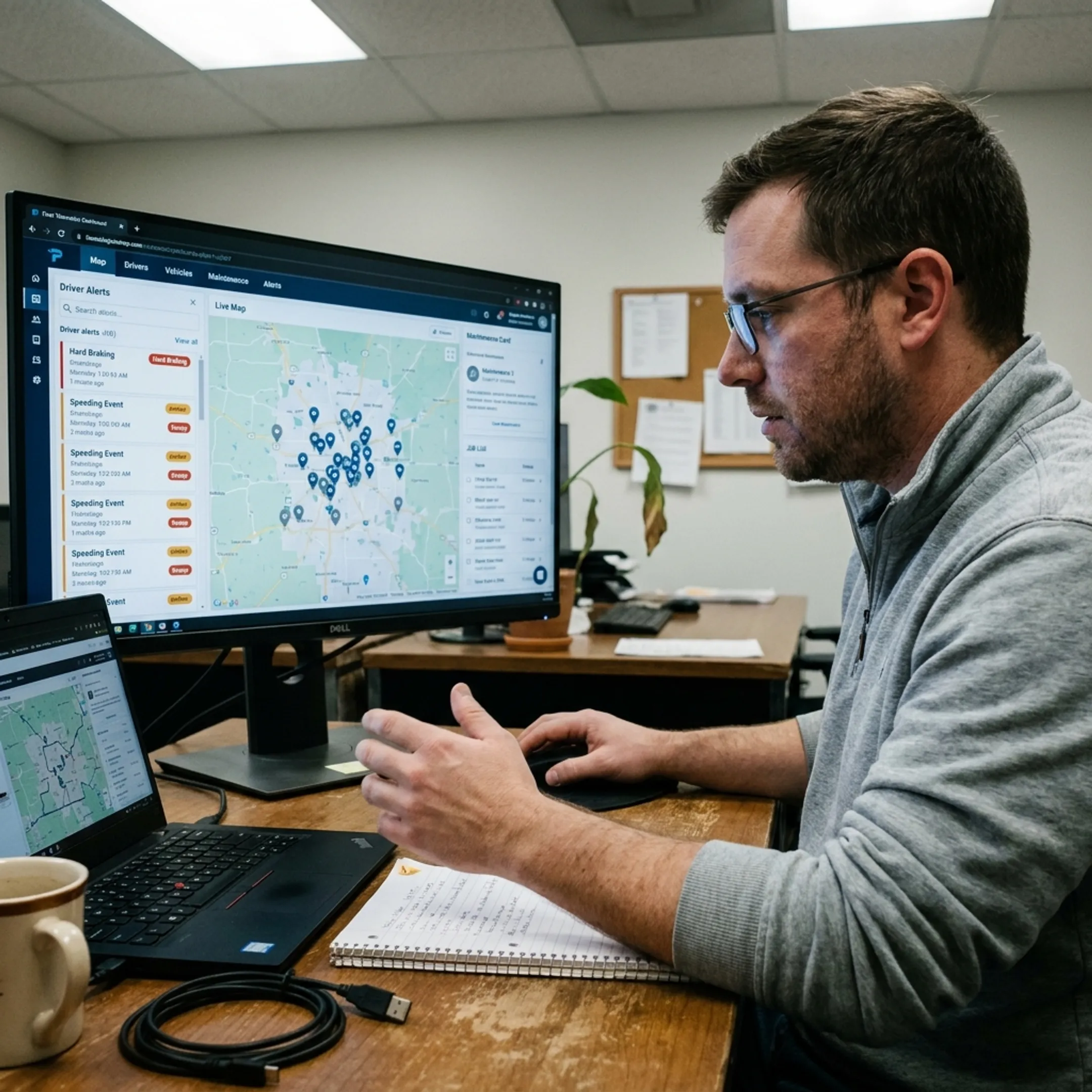 Dispatcher using fleet tracking dashboard
