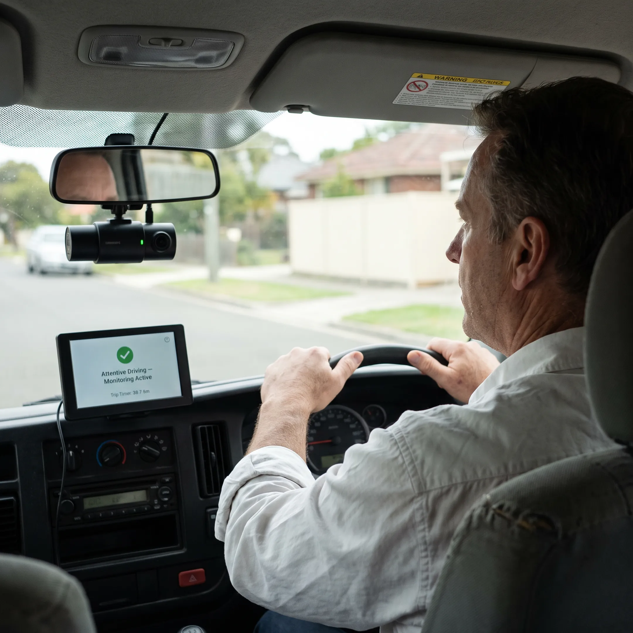 Fleet driver monitored with in-cab safety camera