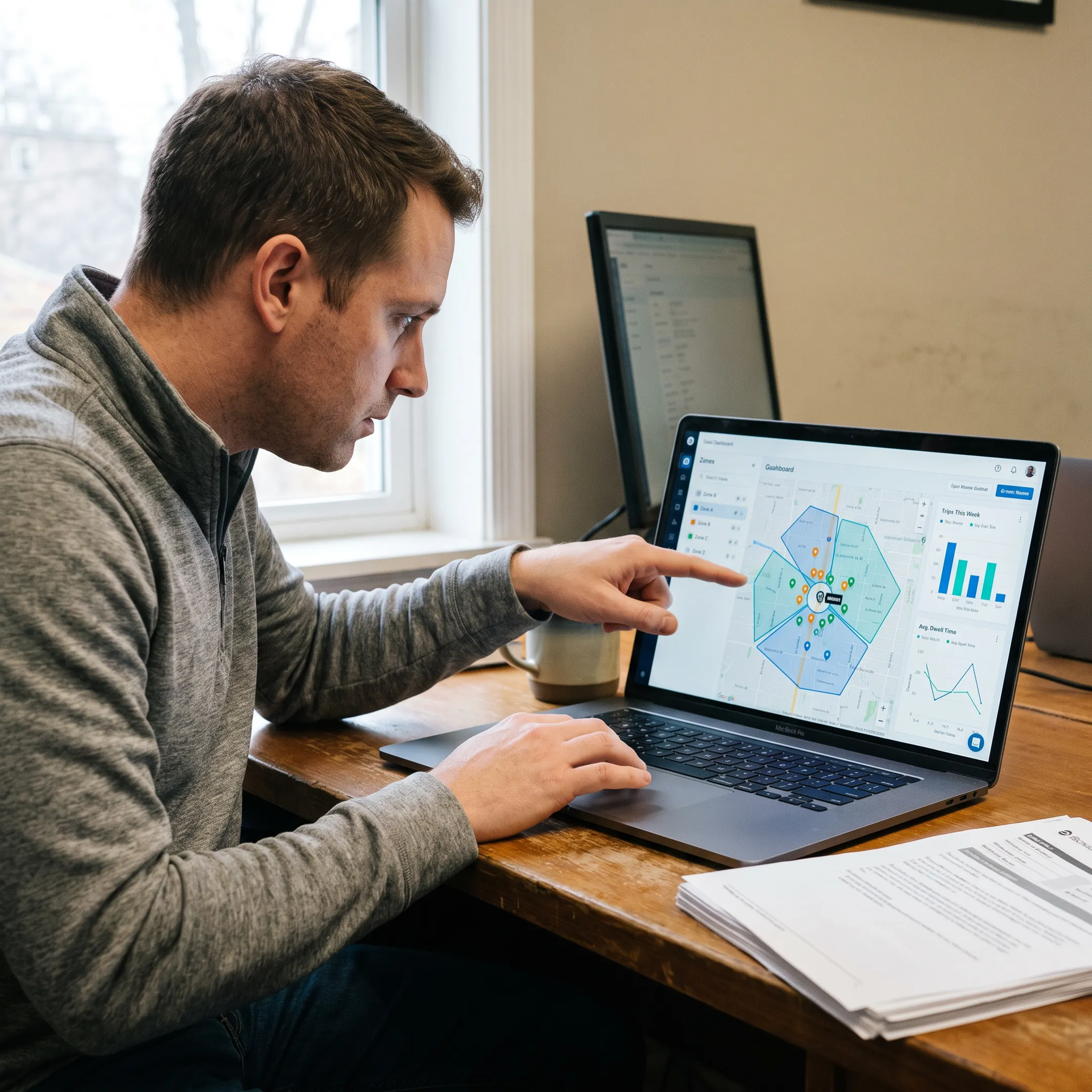 Marketer viewing a geofencing campaign map