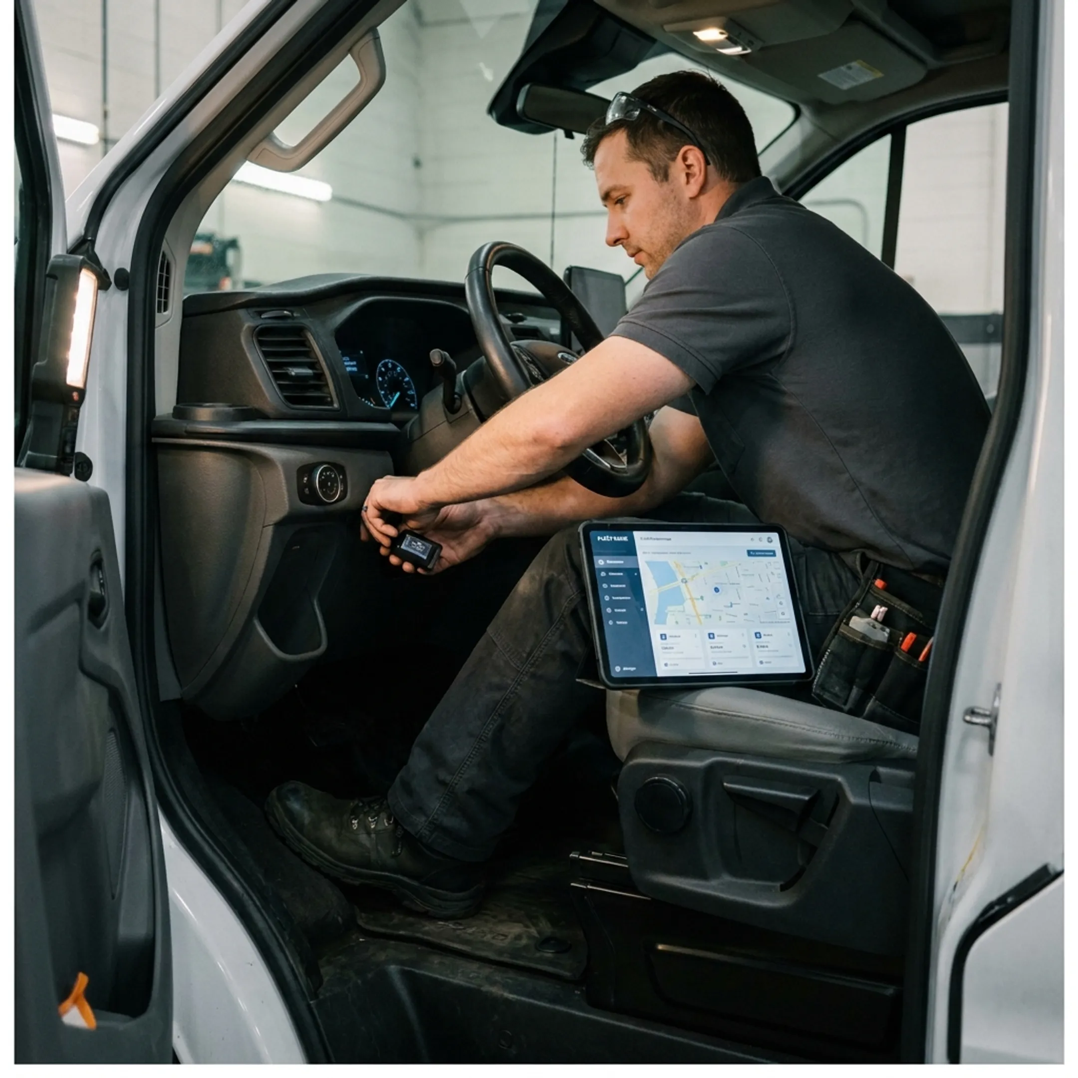 GPS tracker installed in a work vehicle