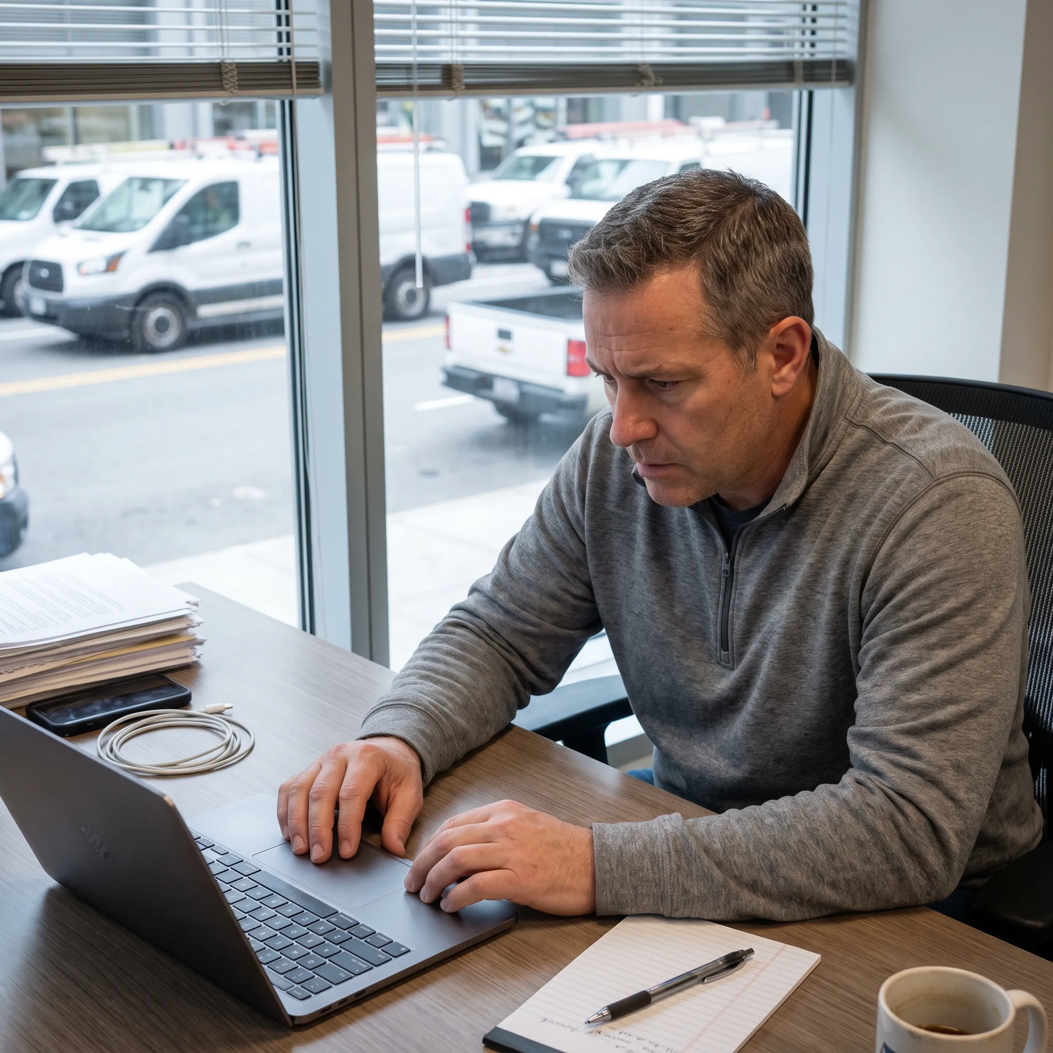 Fleet manager viewing live vehicle locations