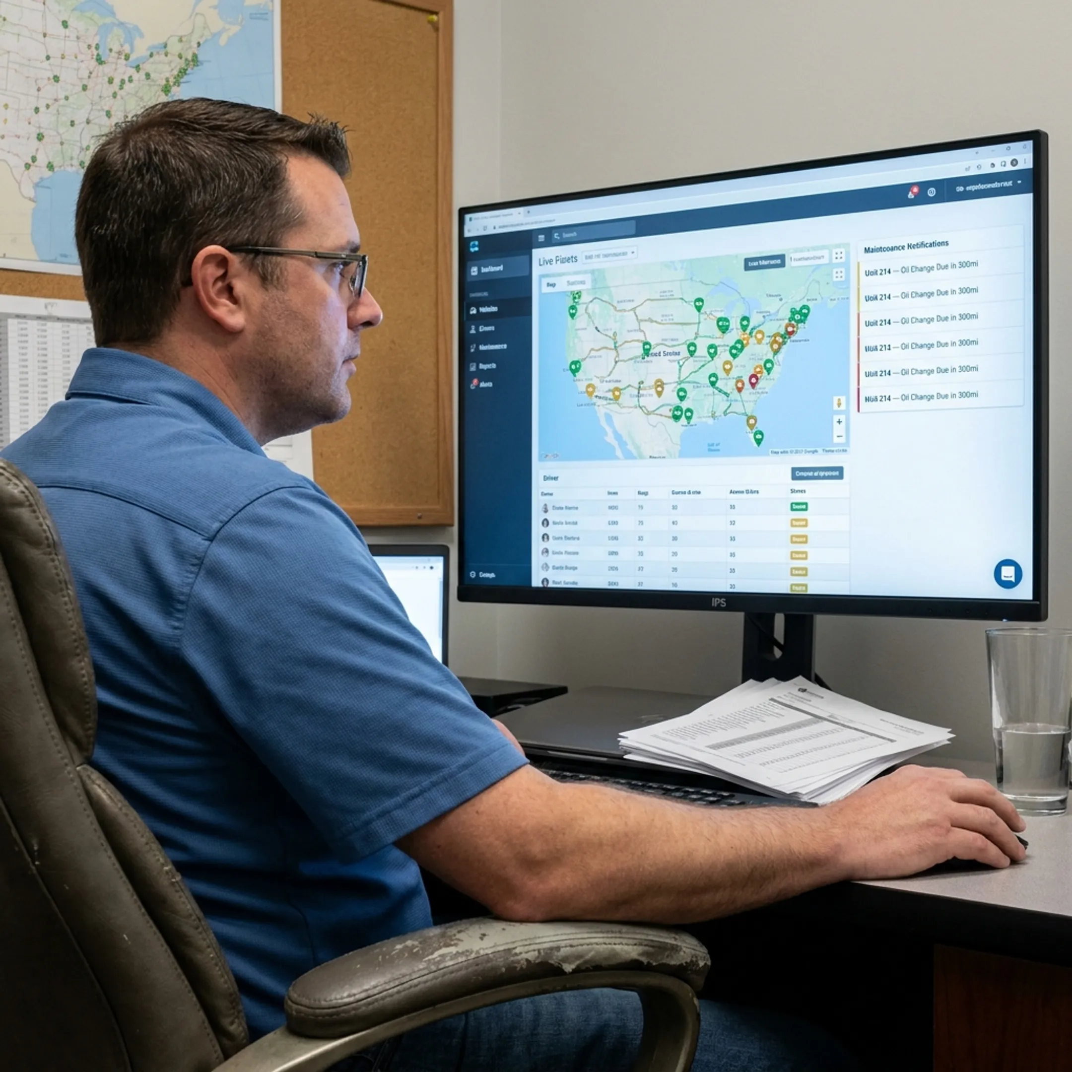 Fleet software dashboard with vehicle data