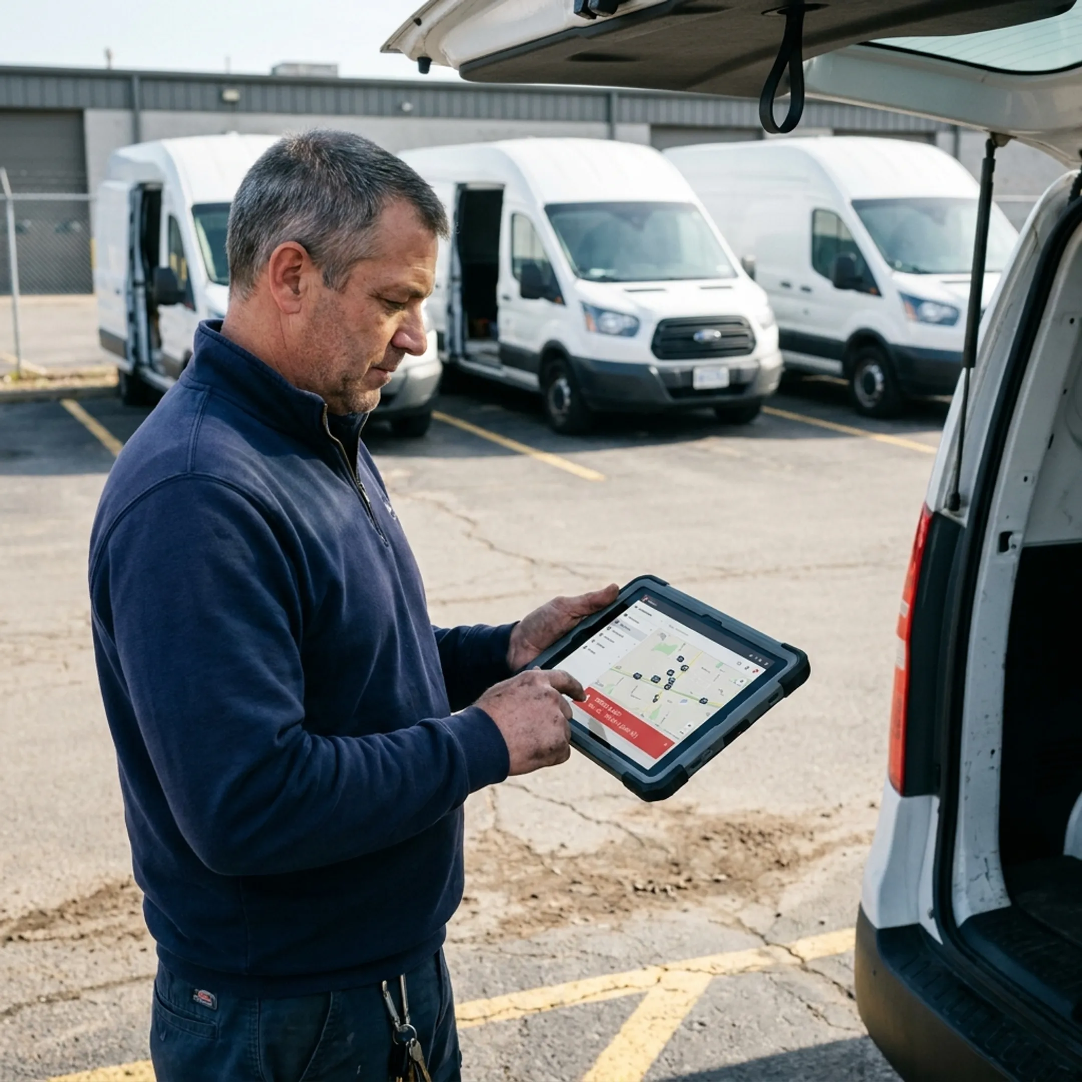 Fleet manager reviewing vehicle speed data