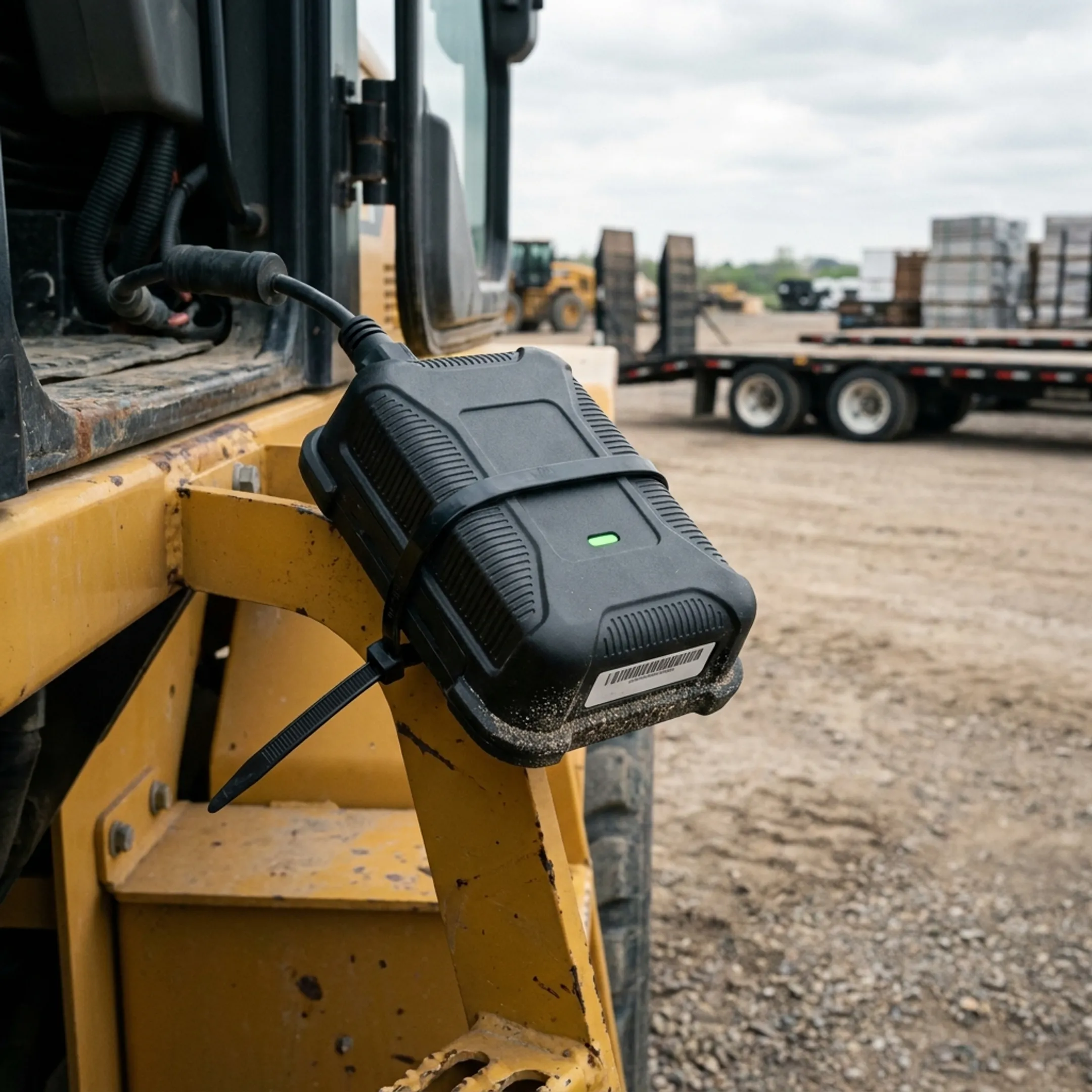 GPS tracker attached to construction equipment