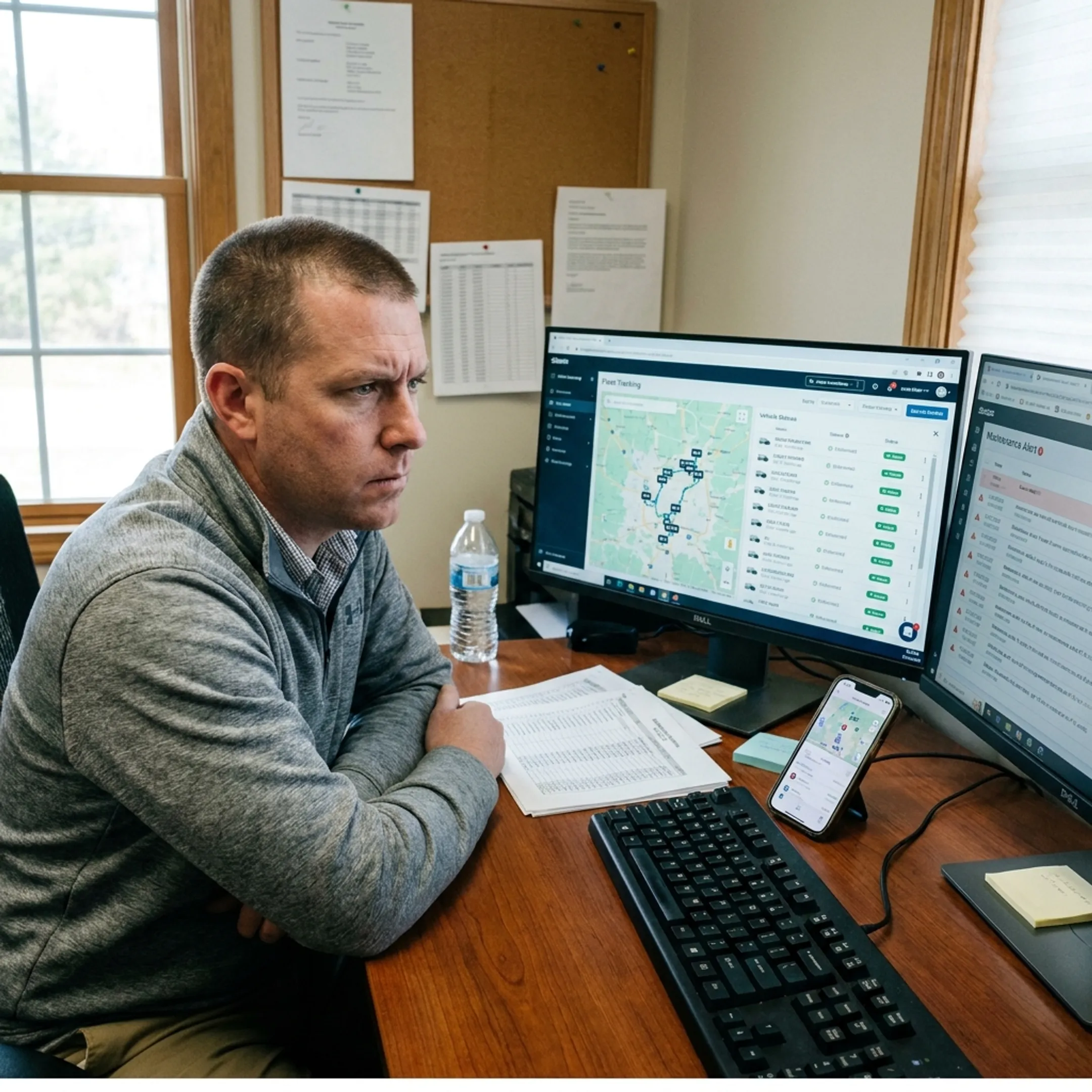 Fleet manager monitoring truck routes