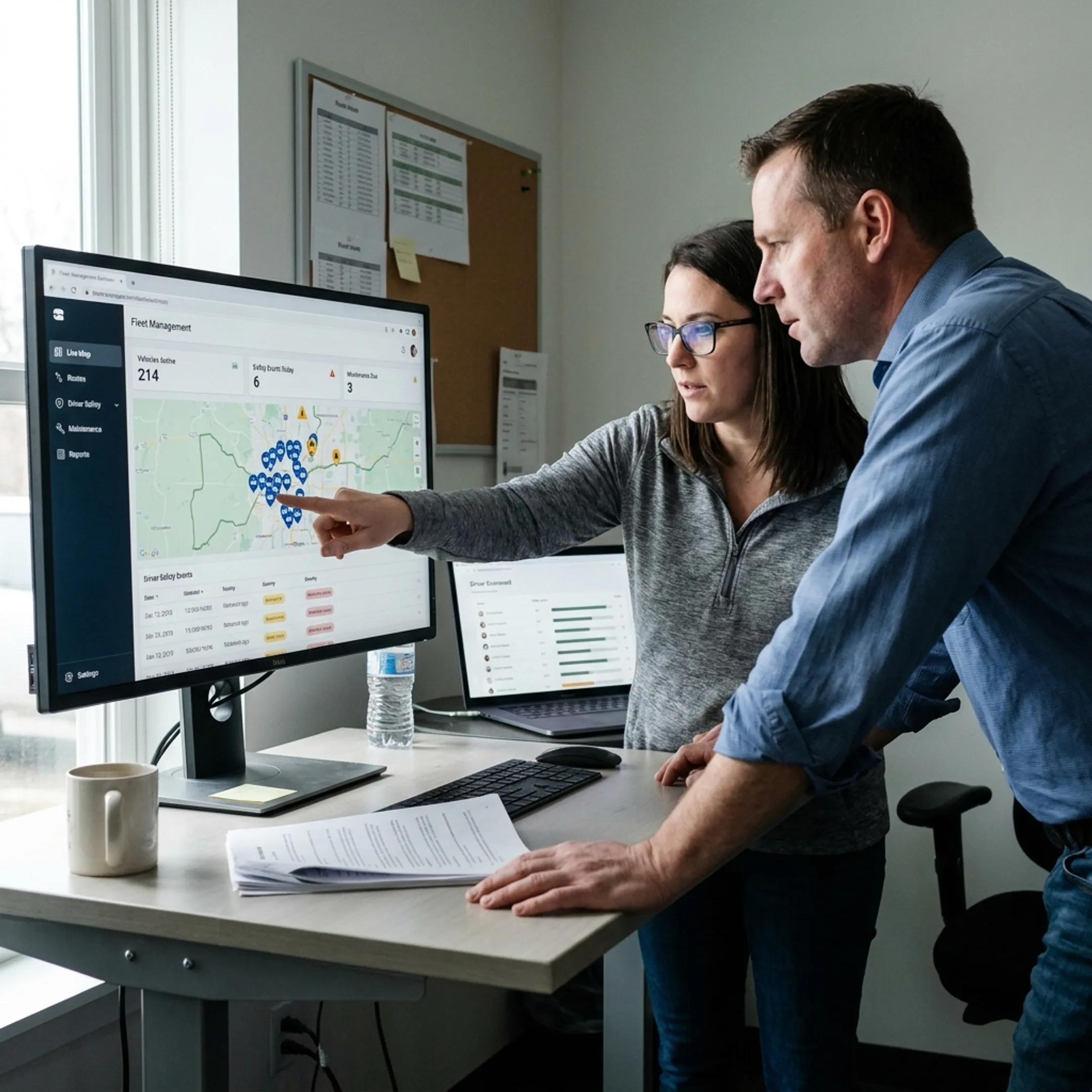 Operations team using fleet tracking software