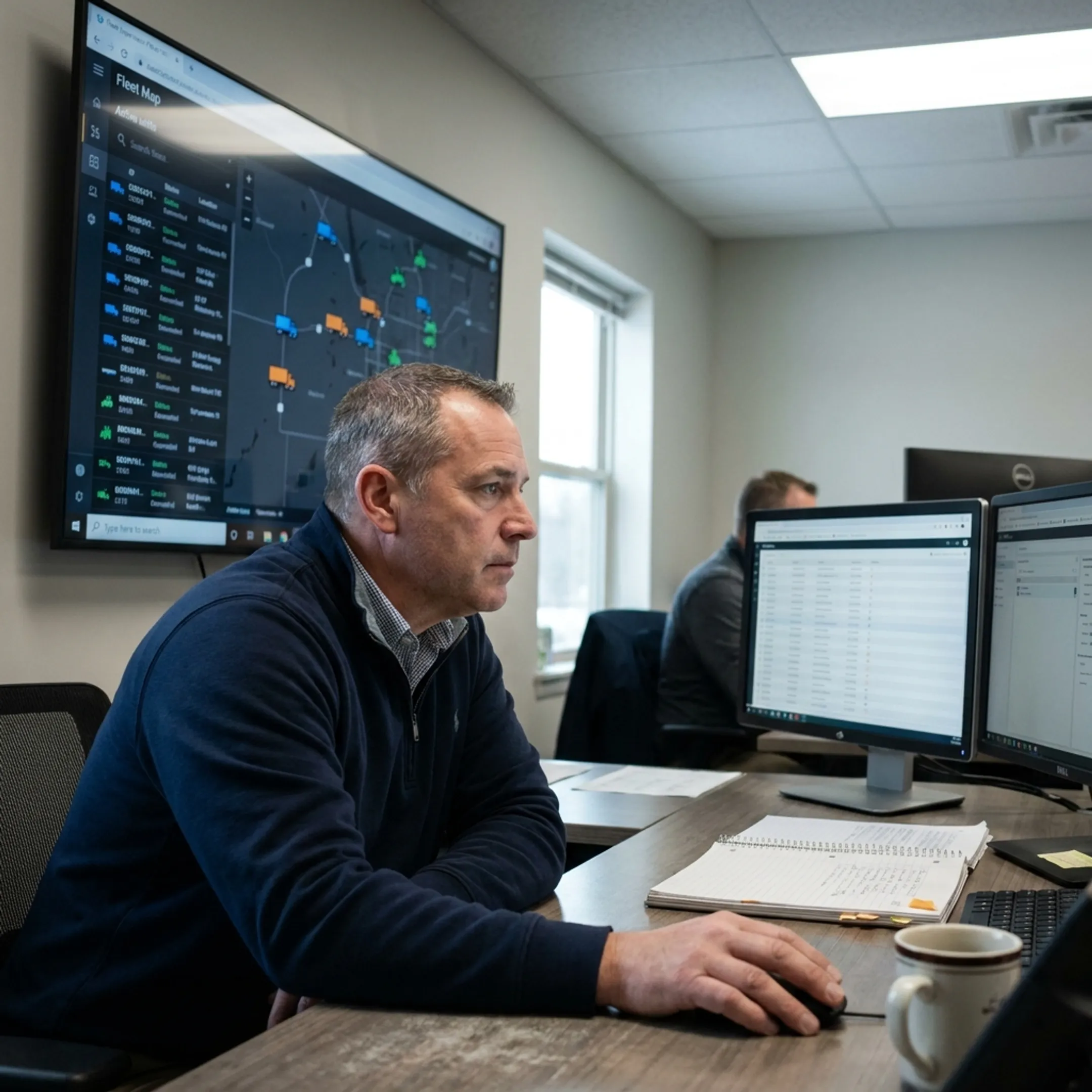 Public works supervisor viewing fleet and asset map