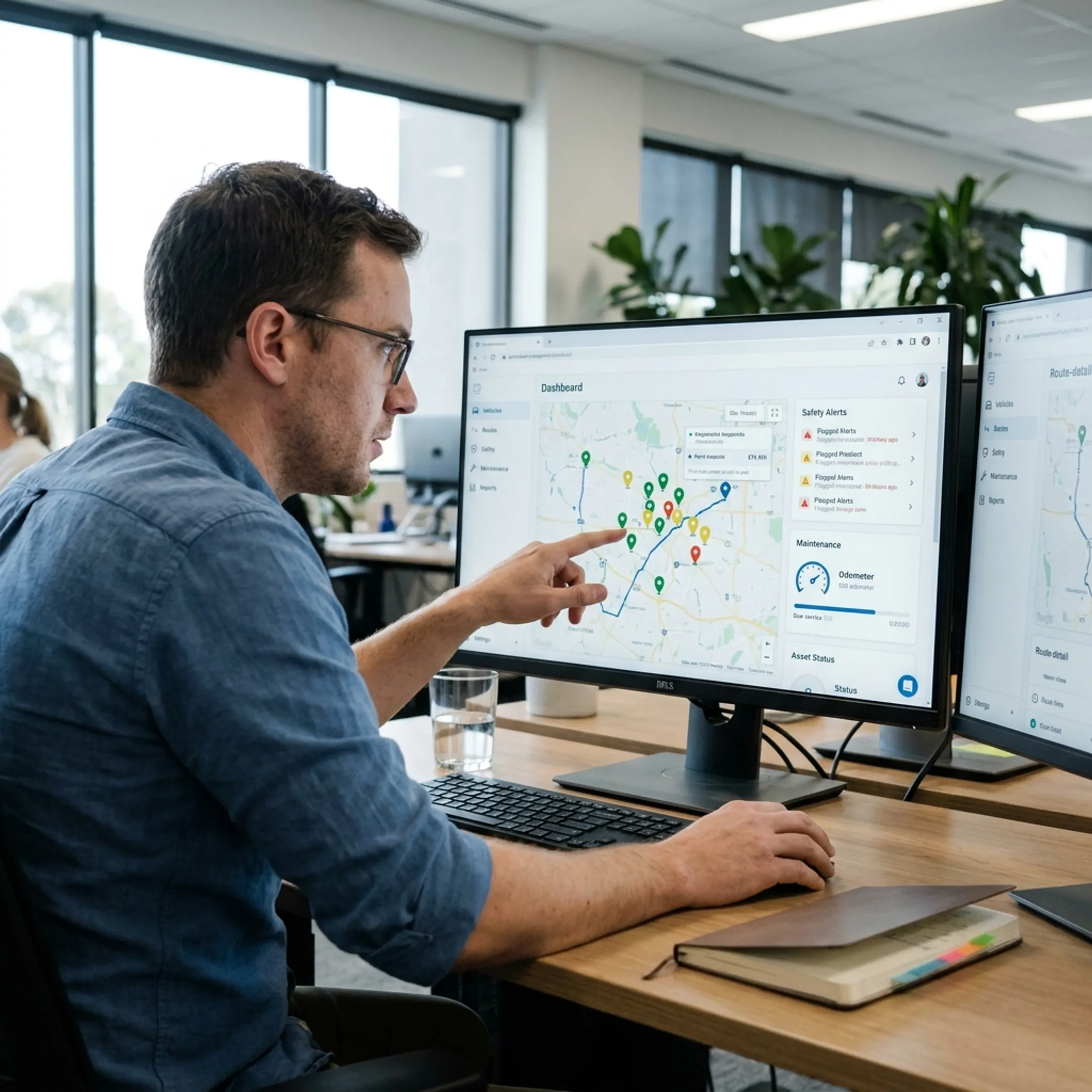 Dispatcher using a fleet management dashboard