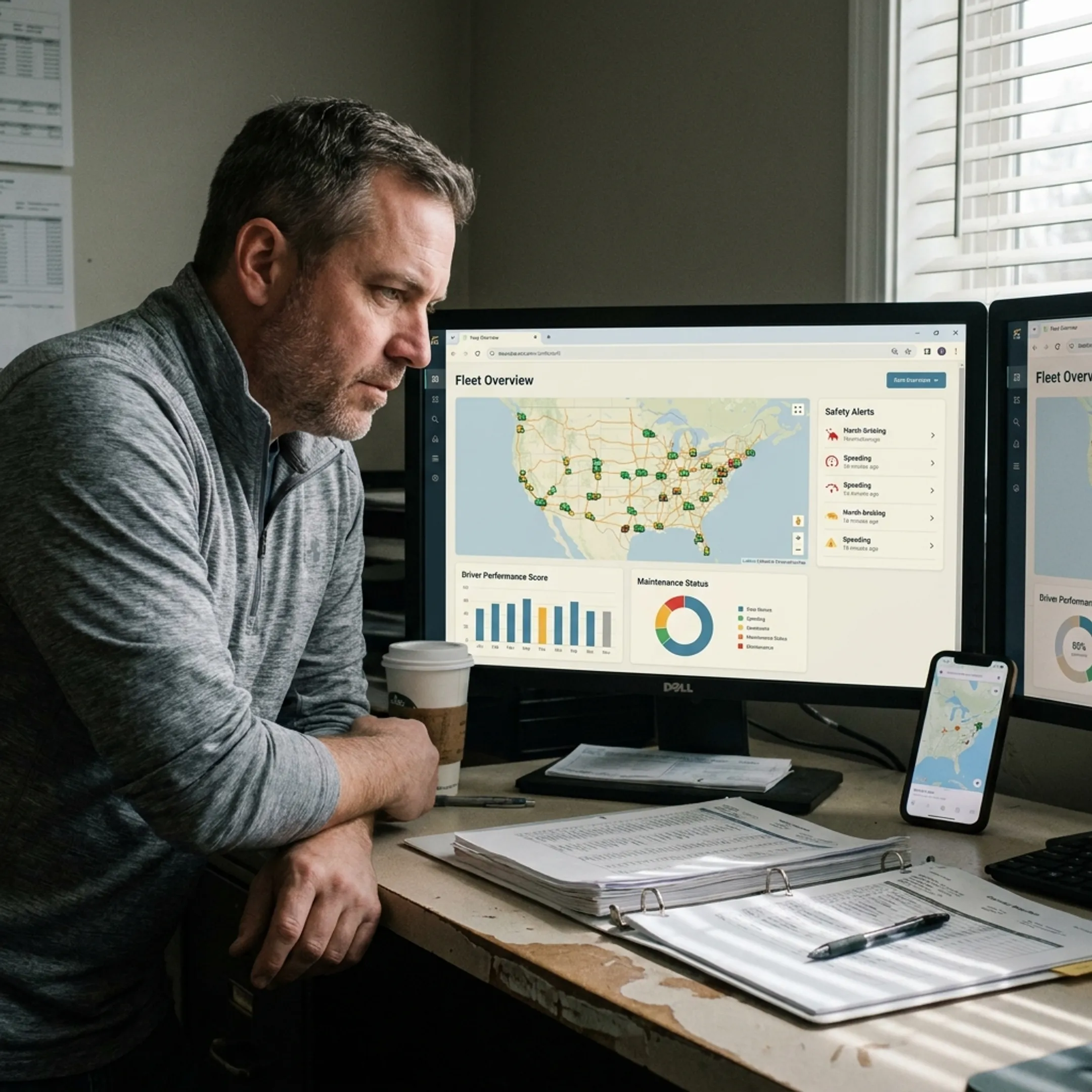 Fleet telematics dashboard with vehicle data