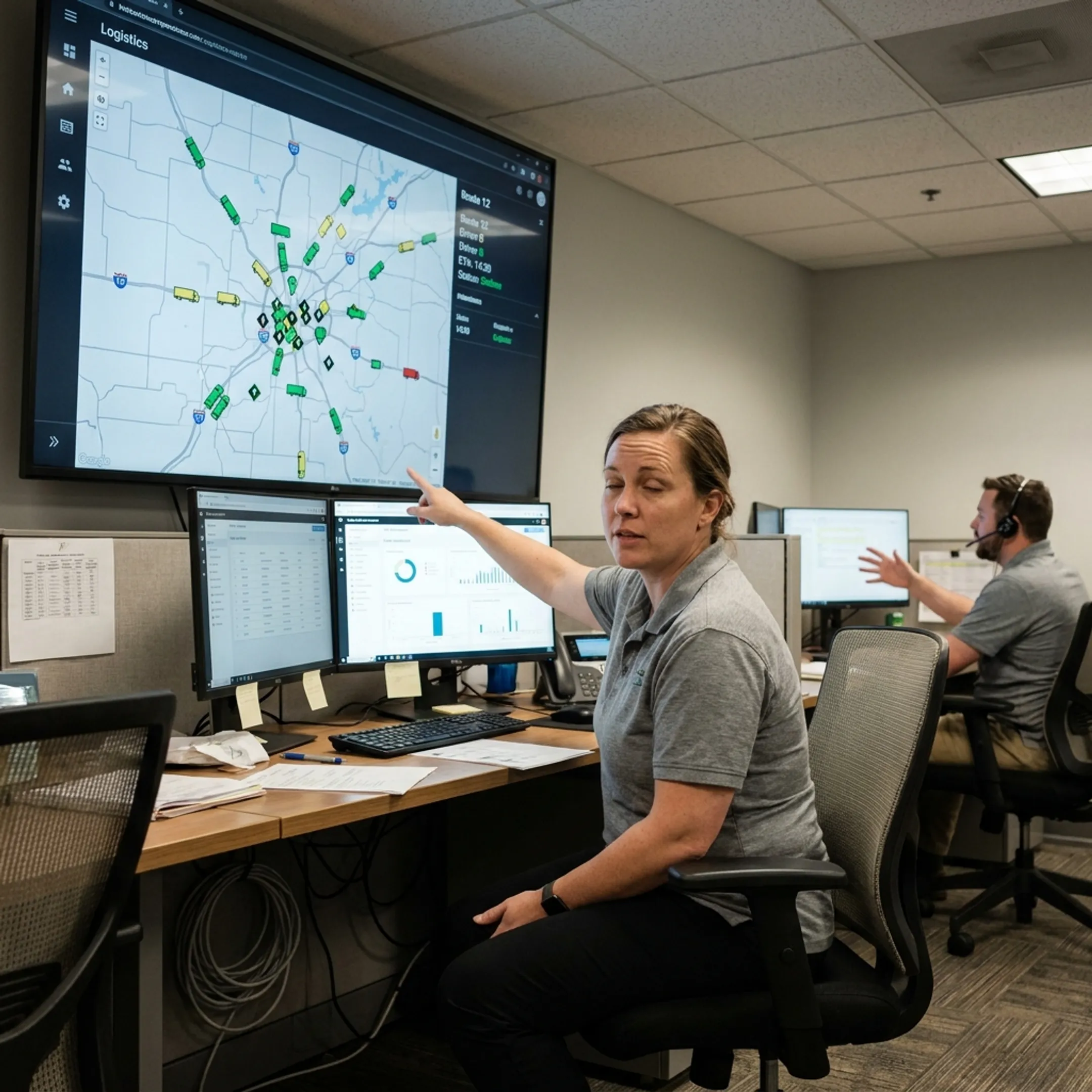 Dispatcher monitoring connected logistics assets