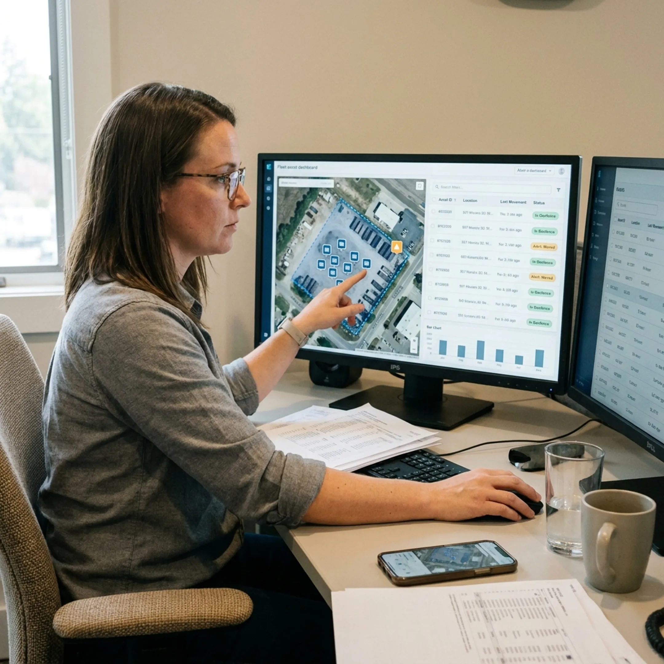 Dispatcher tracking roll-off dumpsters