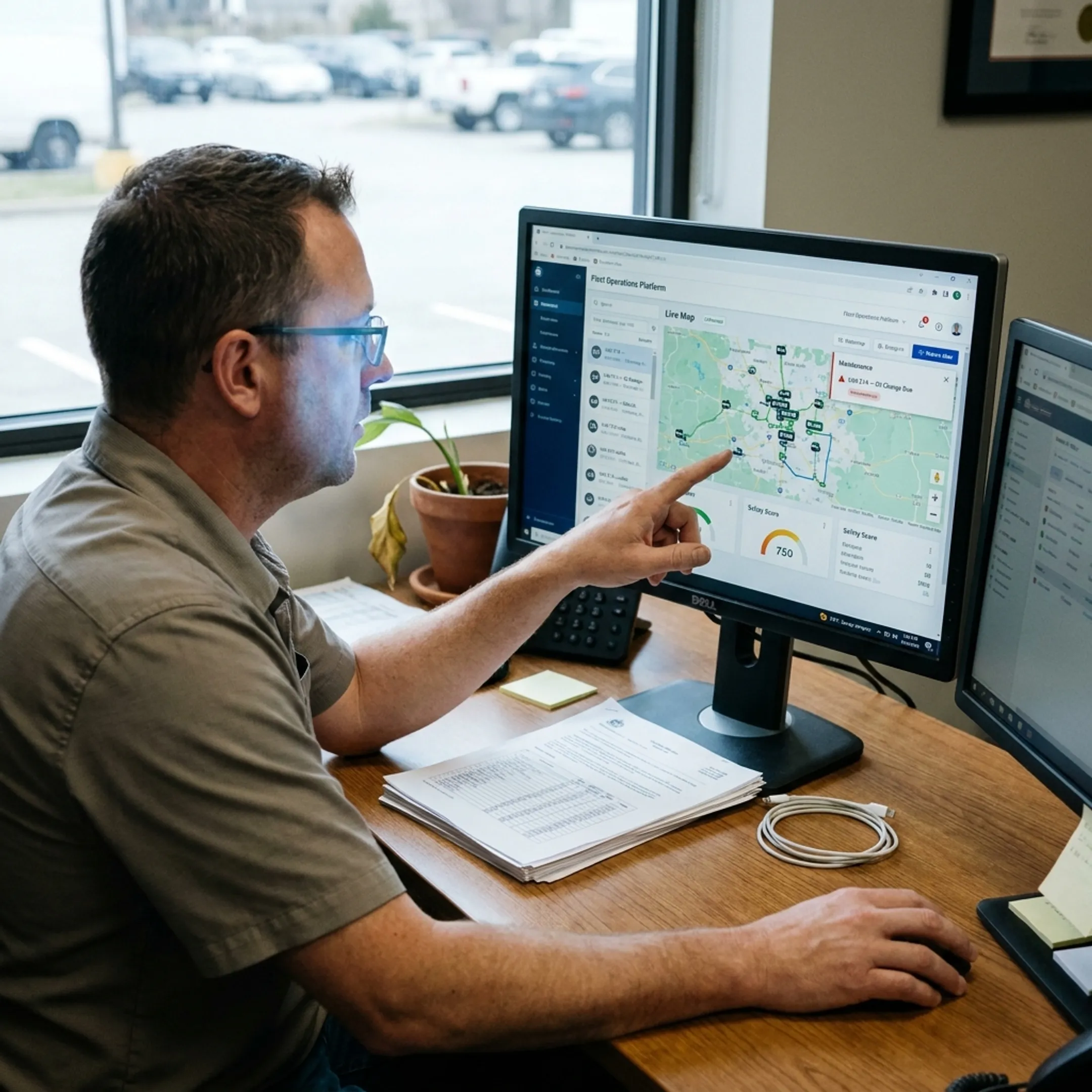 Truck telematics dashboard showing fleet activity