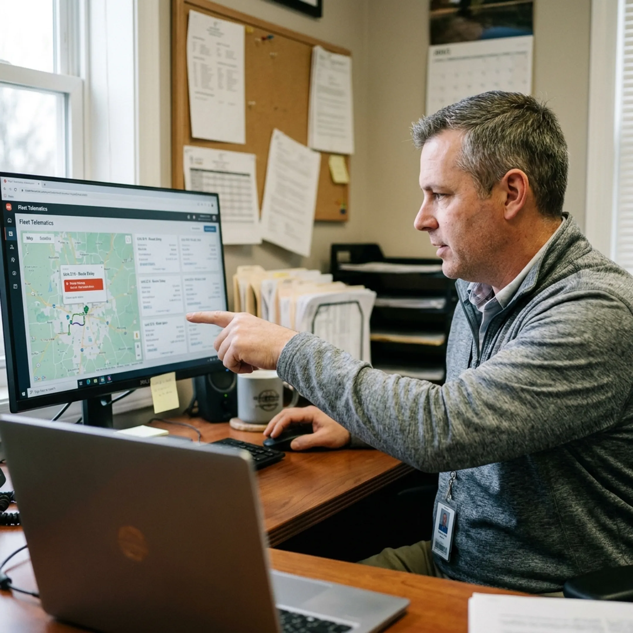 Manager using integrated fleet management software