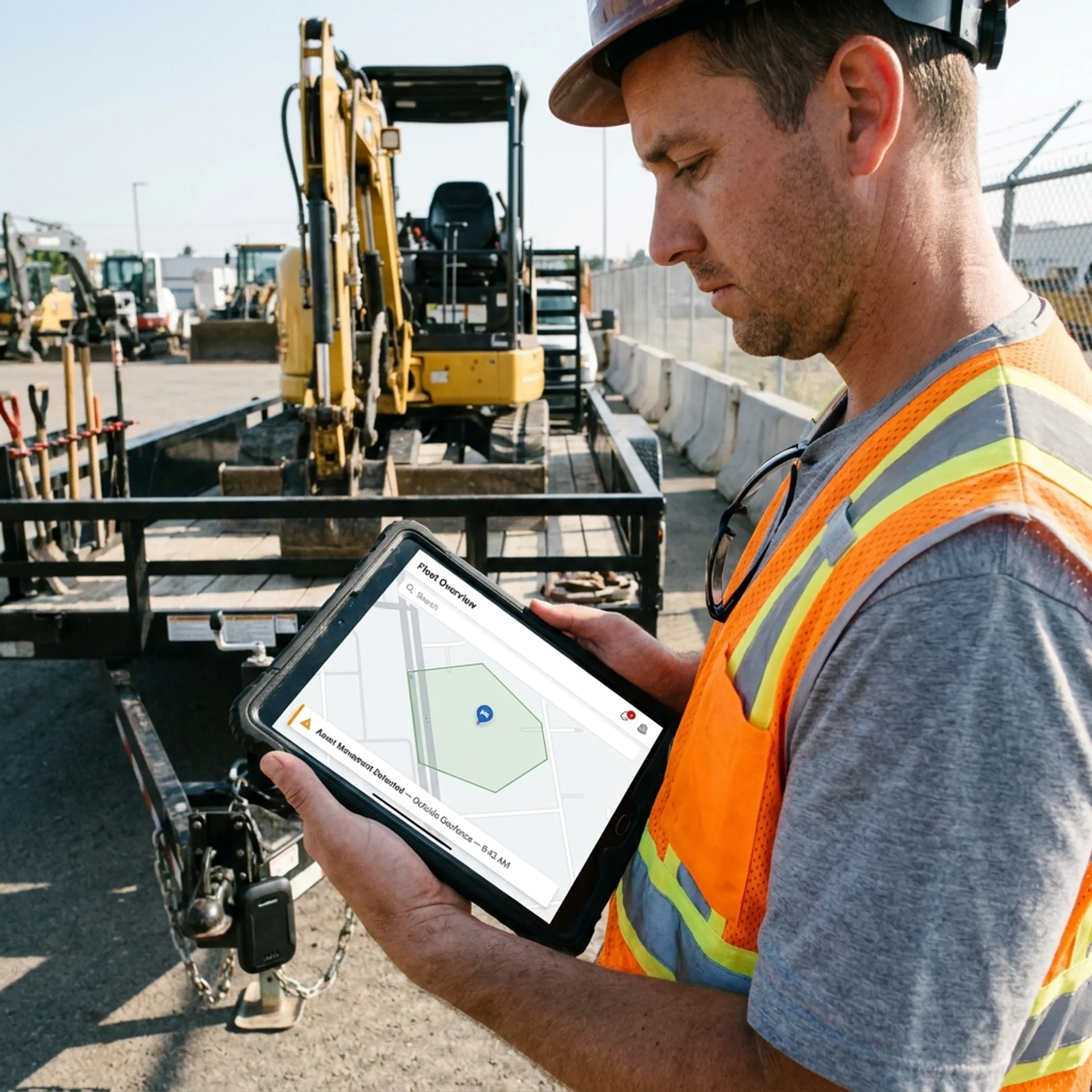 Field equipment and trailers tracked on a digital map