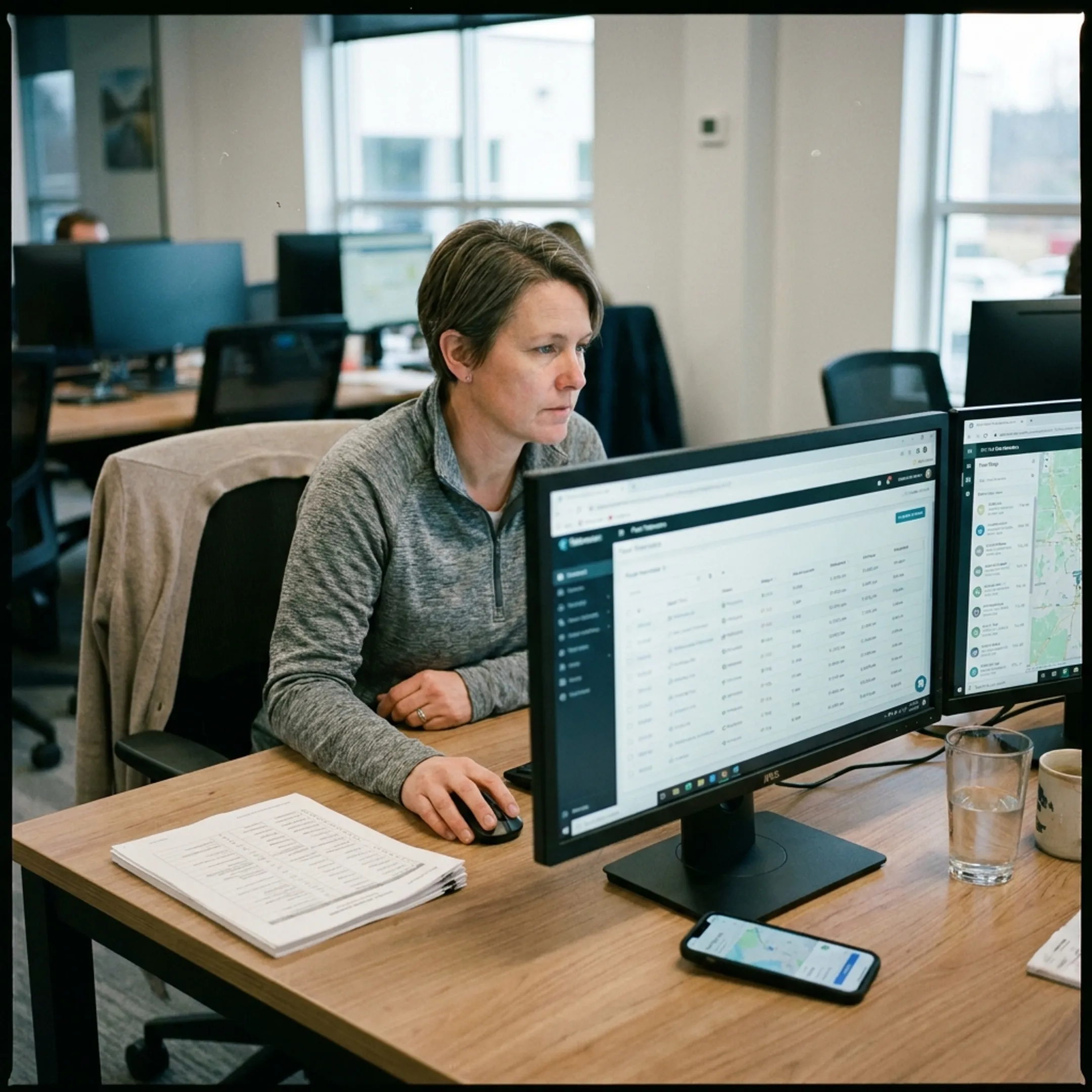 Operations manager viewing asset locations on a dashboard