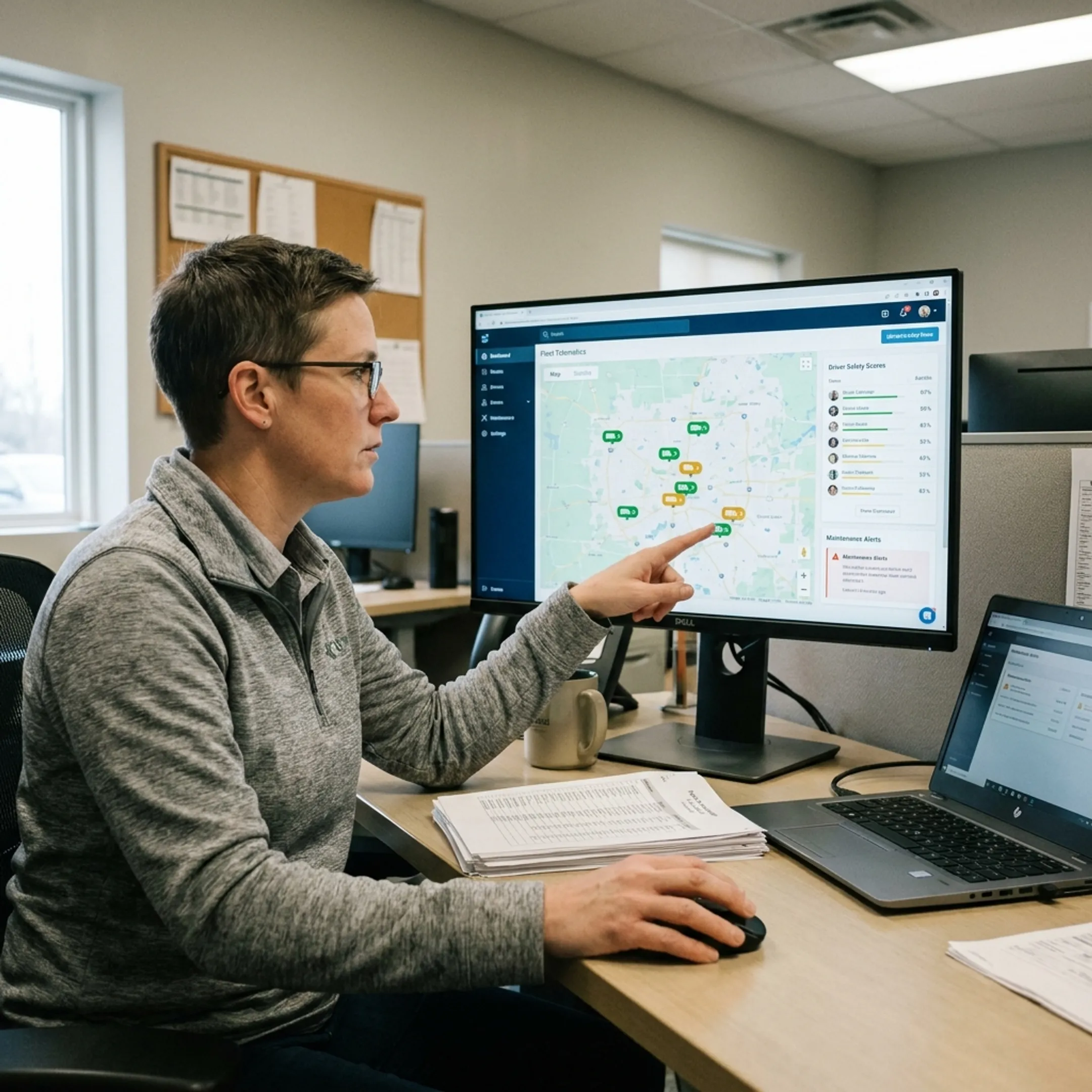 Fleet professional using a telematics dashboard
