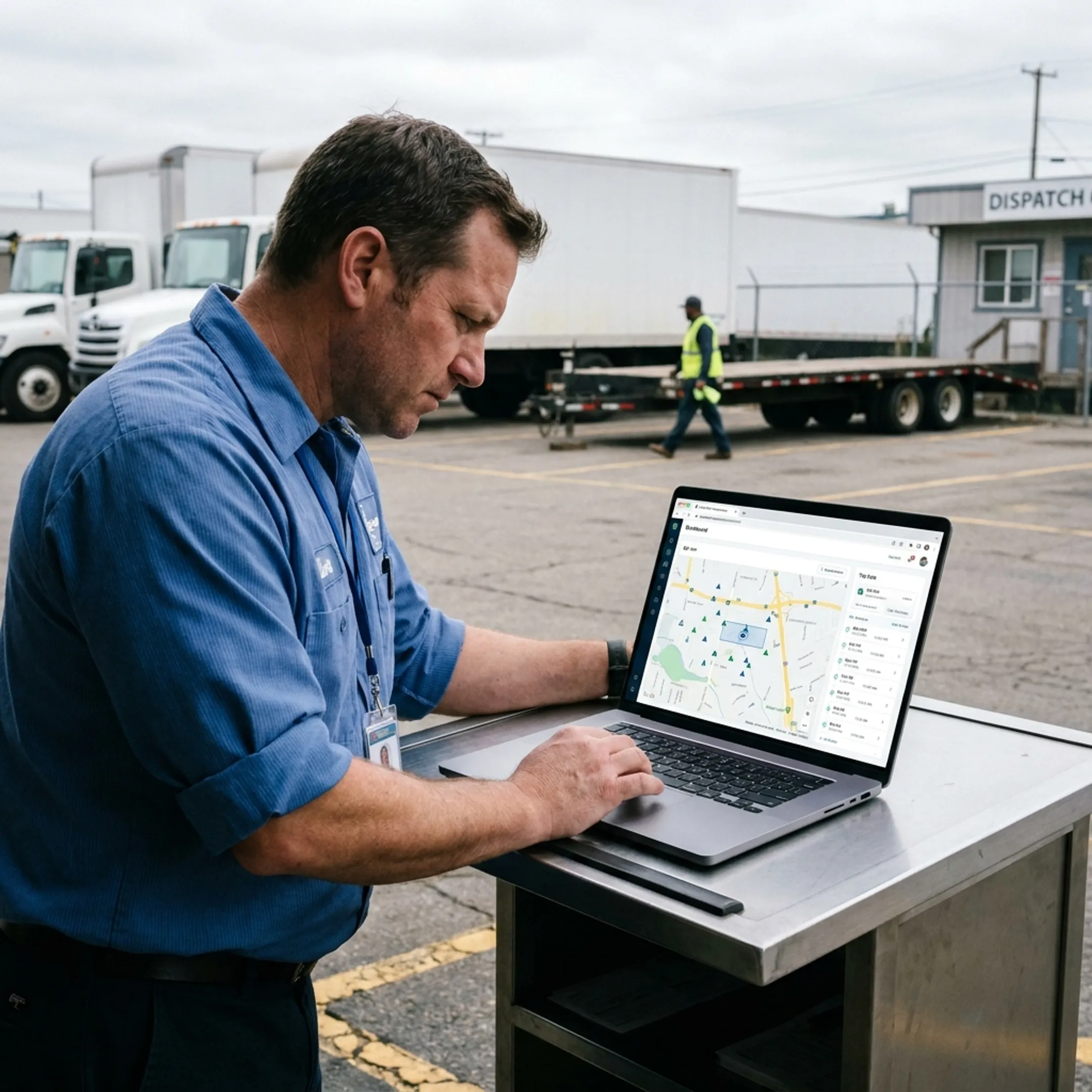 Fleet manager reviewing live GPS locations