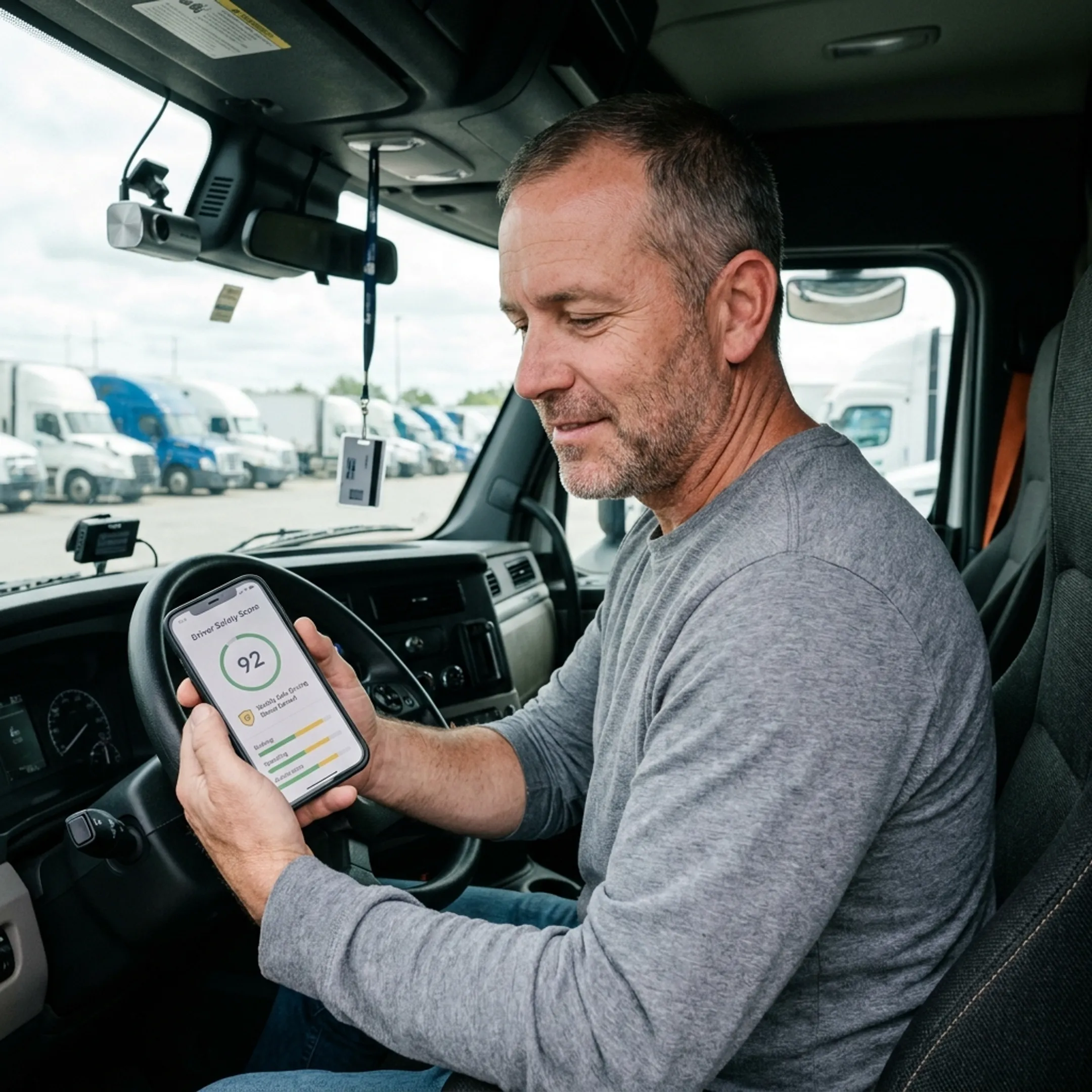 Truck driver receiving a safety reward