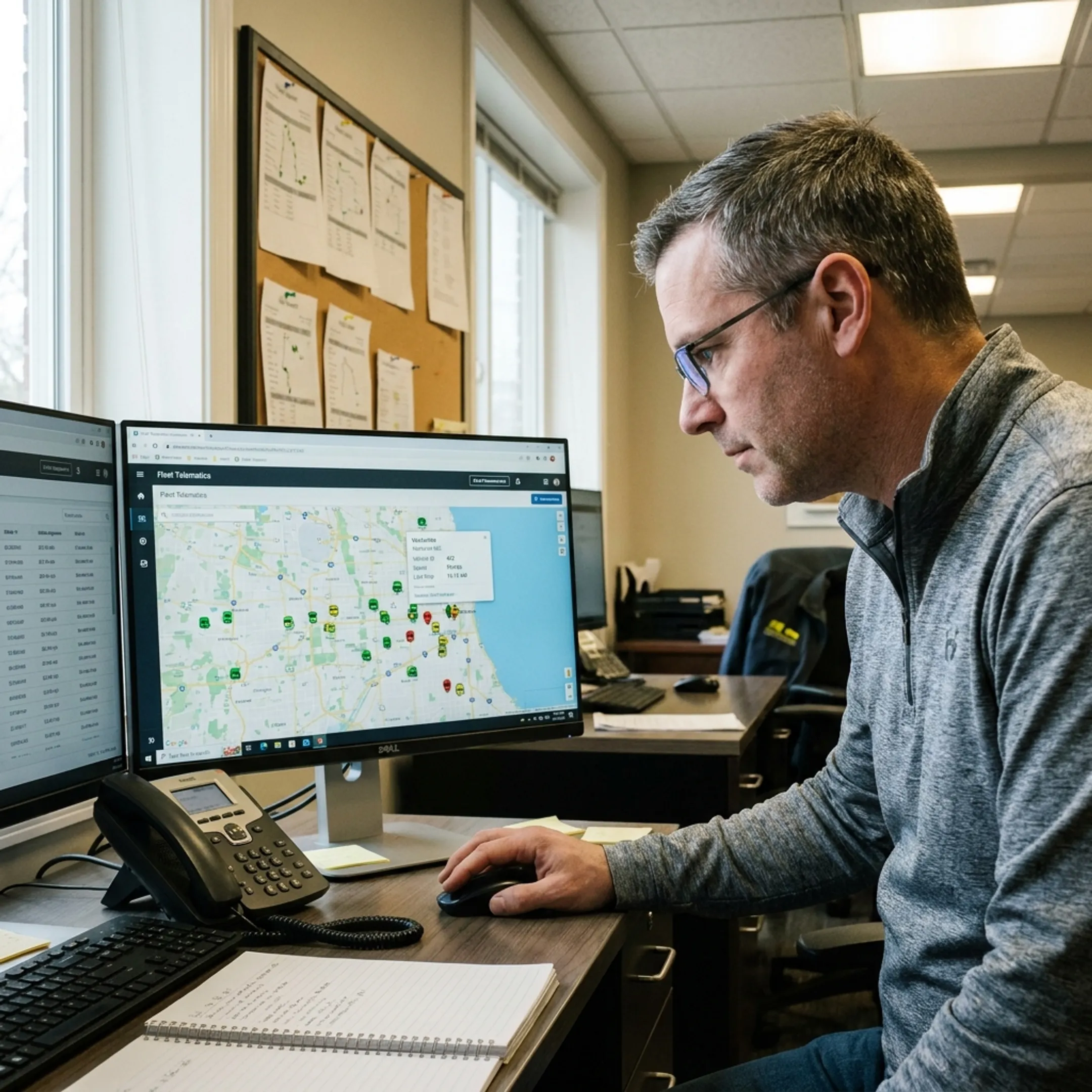 Fleet manager viewing electrical crew locations