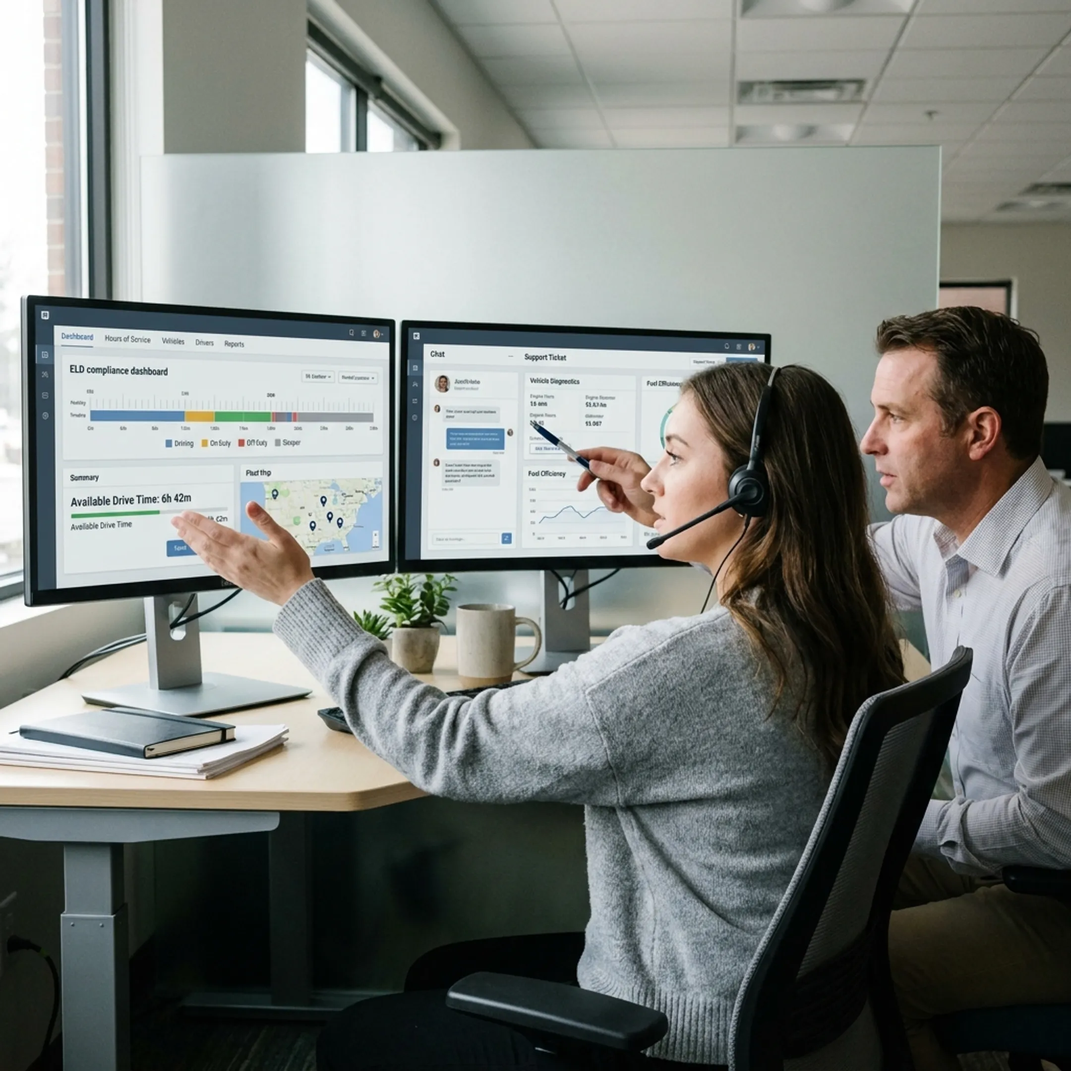 Support specialist assisting fleet manager