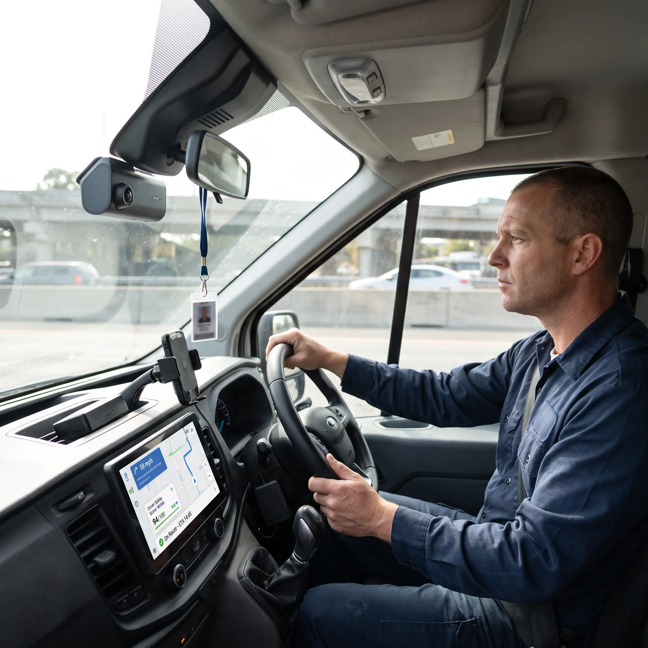 Fleet driver monitored by an in-cabin safety camera