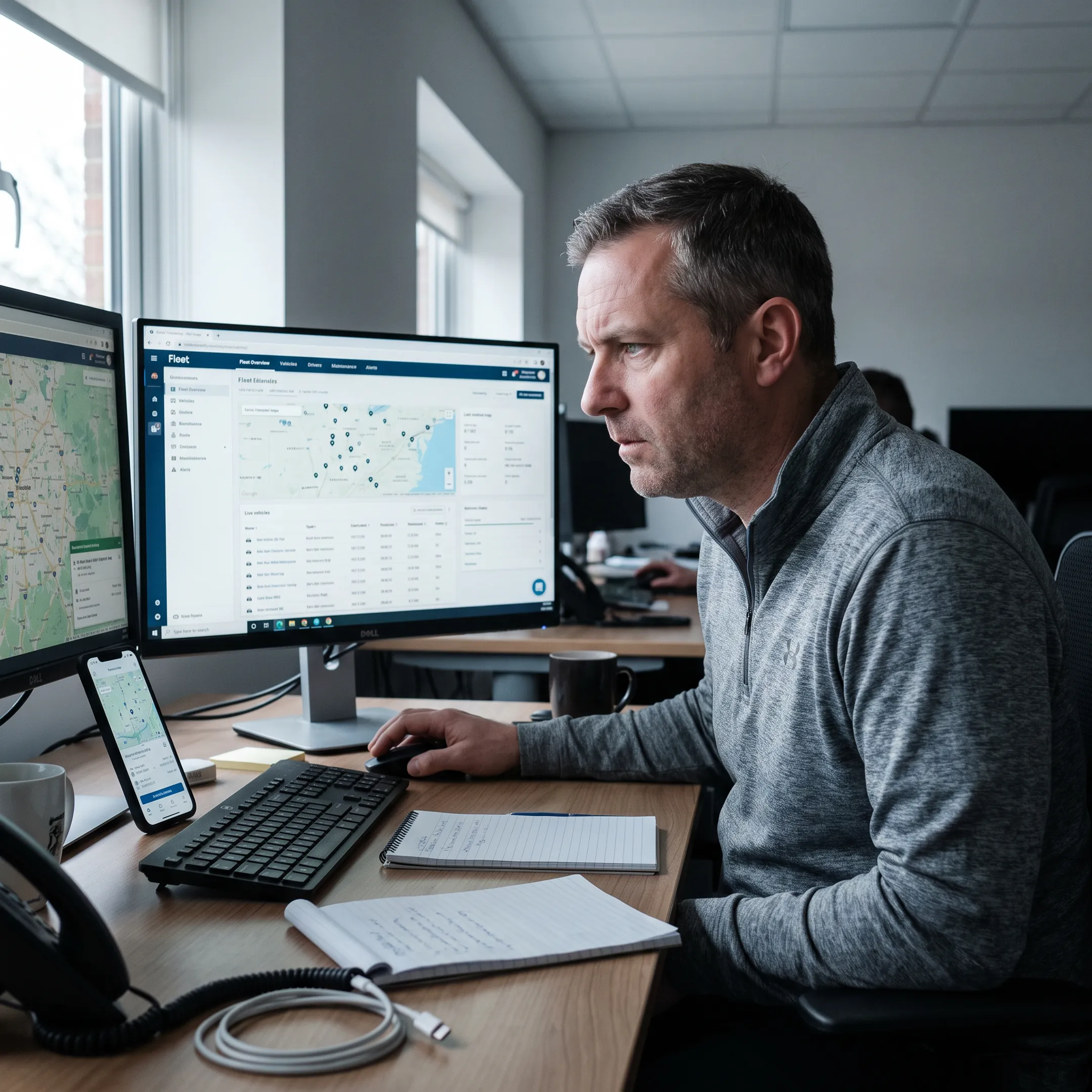 Manager reviewing equipment tracking dashboard