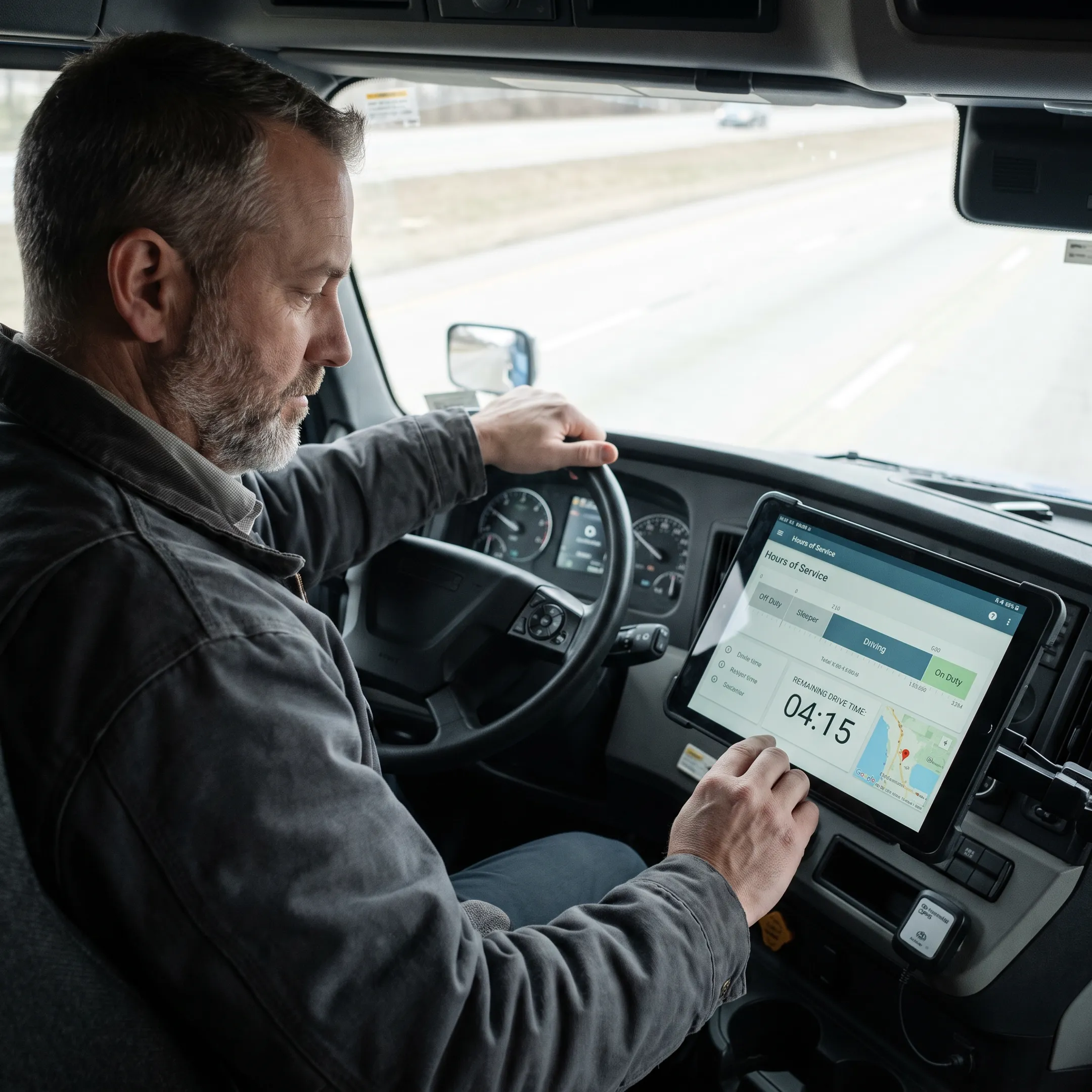 Commercial truck driver using an electronic logging device