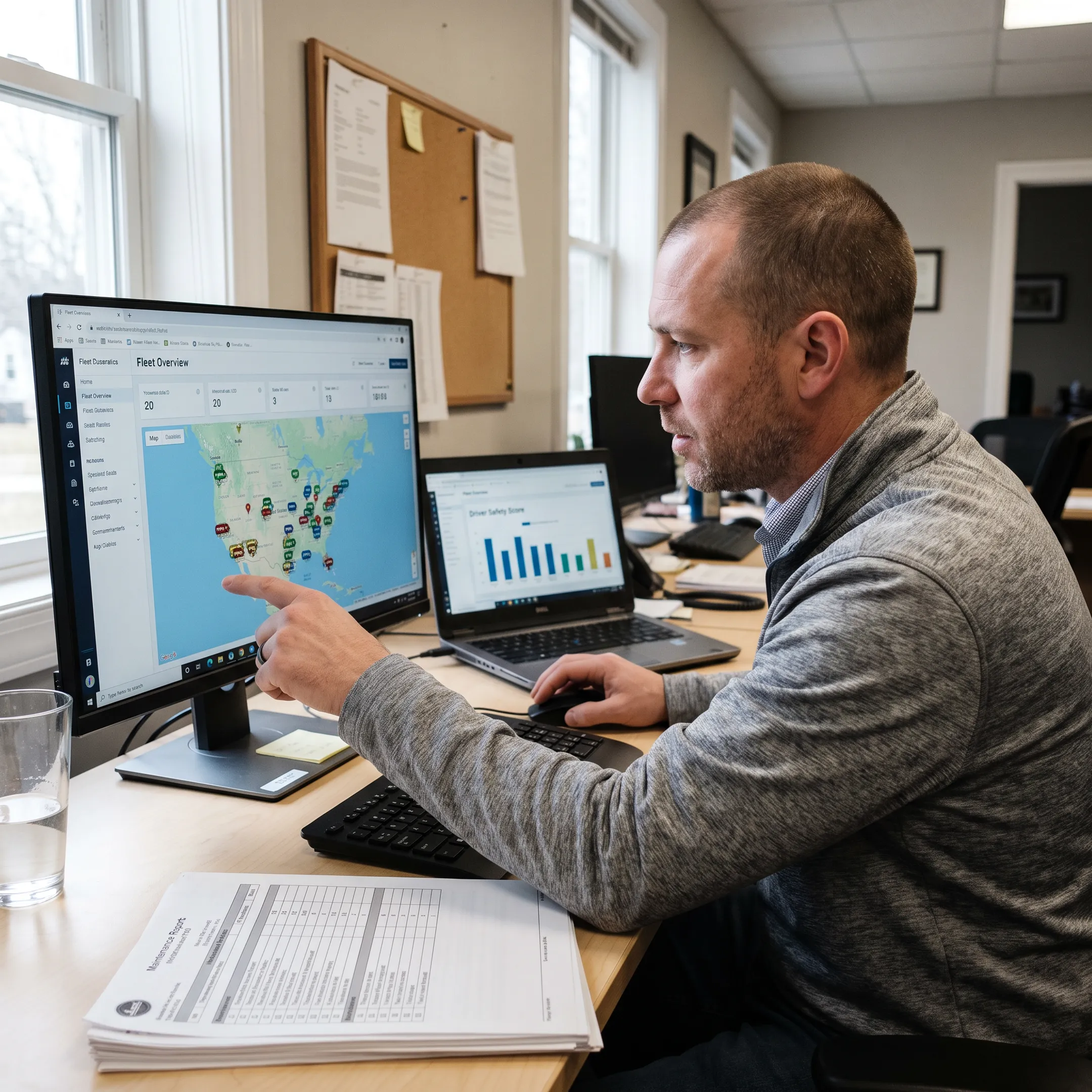 Fleet manager coordinating vehicle assignments from a dispatch dashboard