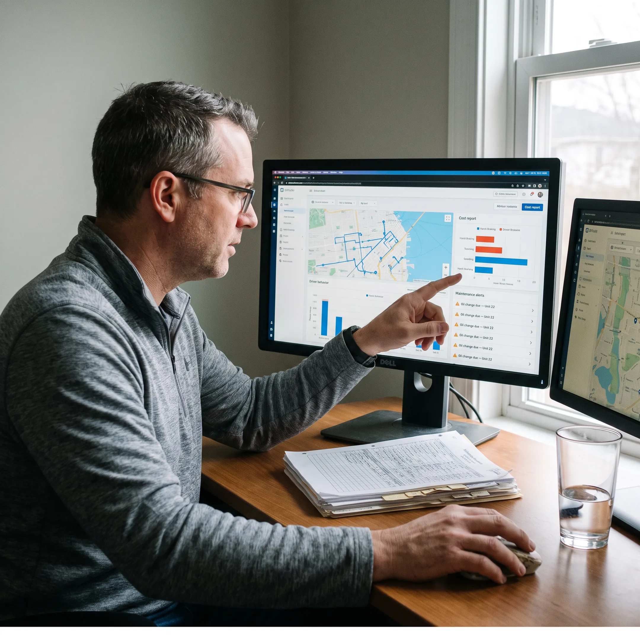 Online fleet dashboard showing vehicle and fuel management insights